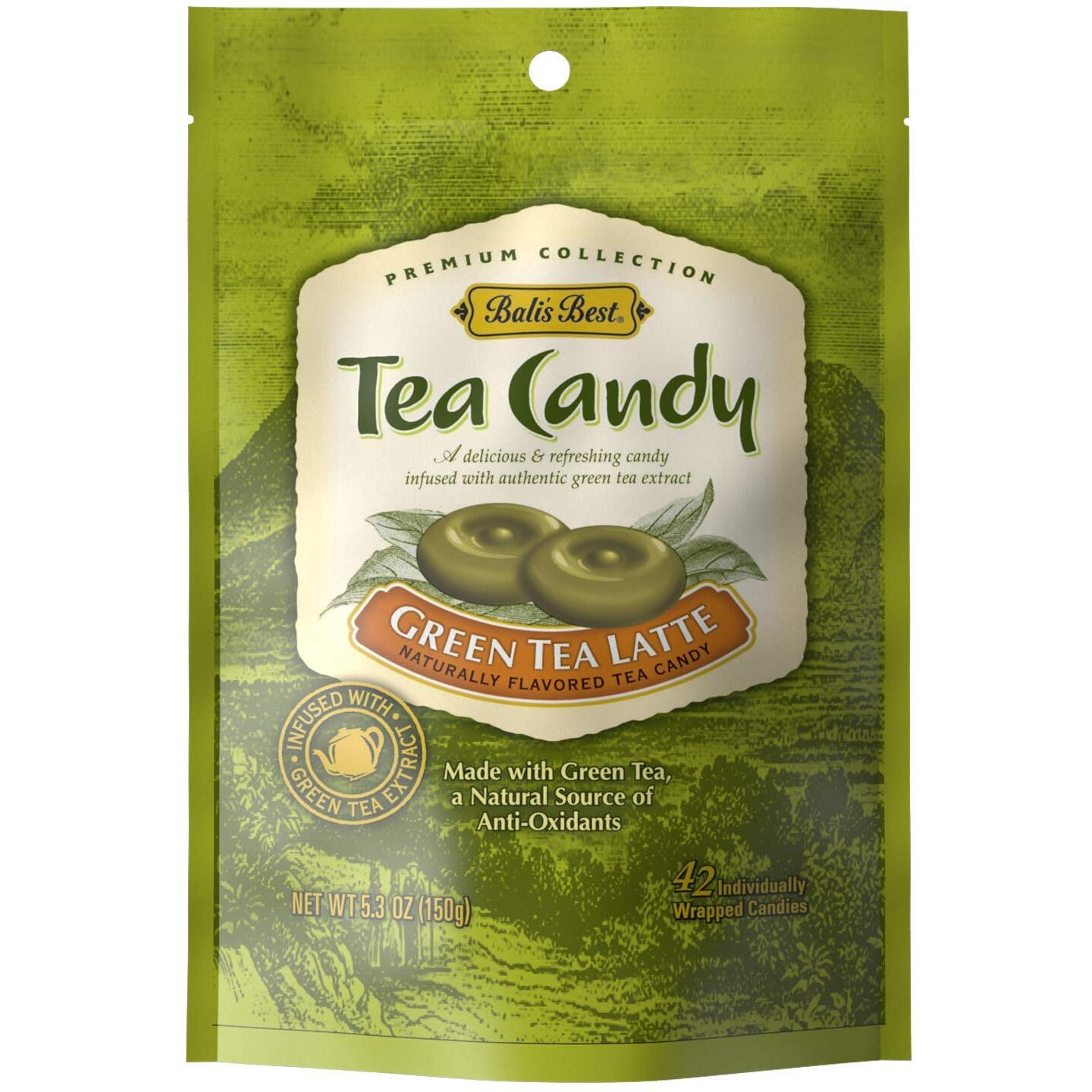 Bali's Best Green Tea Latte Candy, 5.3-Ounce Bags (Pack Of 12)