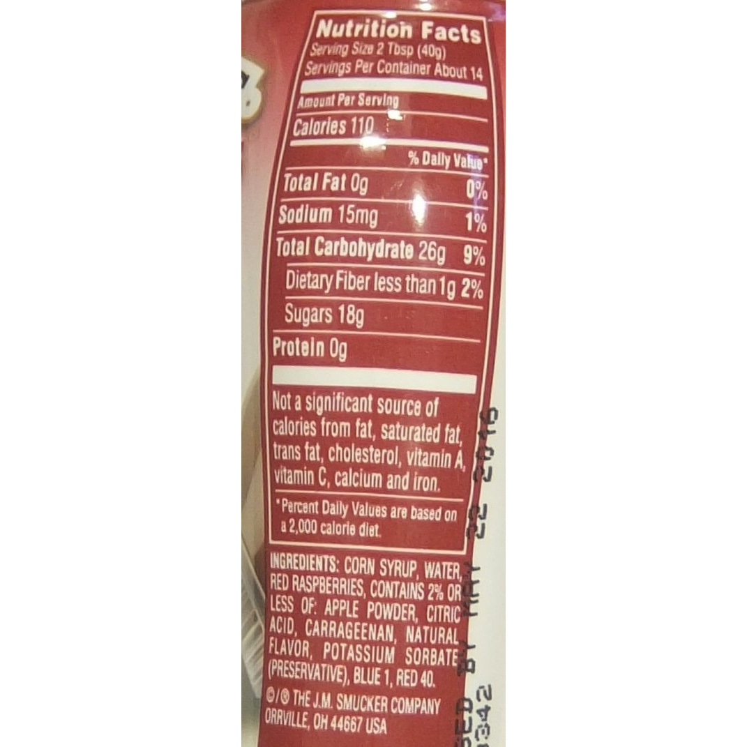 Smucker's Platescraper Plate Decorating Dessert Topping (19.5 Ounce Squeezable Bottle) (Raspberry)
