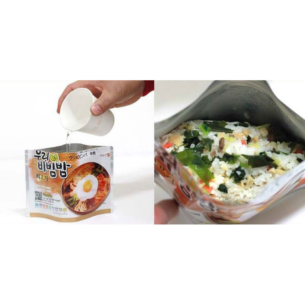 Woori's Ready To Eat Bibimbap Korean Mixed Rice Bowl100G (3.53Oz) 335 Kcal - (Kimchi, 2 Pack)