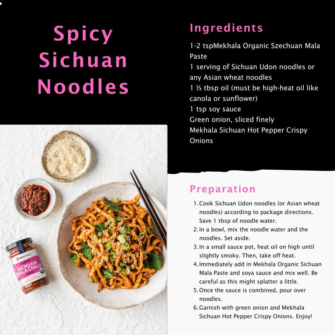 Mekhala Organic Sichuan Mala Chili Cooking Paste. Versatile Condiment, Marinade Seasoning. Spicy Tingly, Vegan. Gluten-Free (3.53Oz)