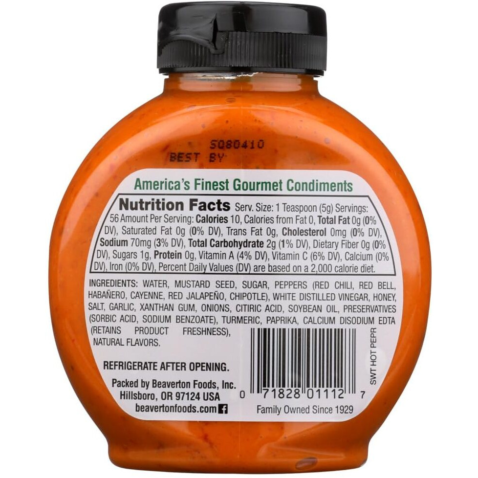 Inglehoffer Sweet Hot Pepper Mustard, 10 Ounce Squeeze Bottle