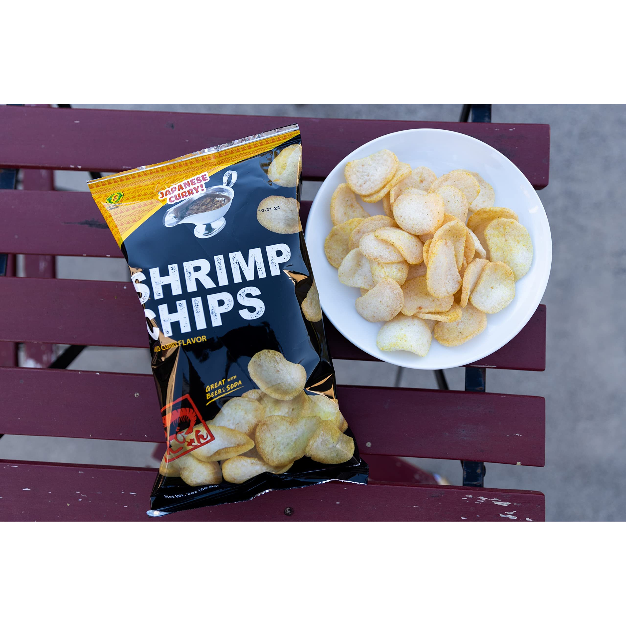 Kinjirushi Authentic Japanese Curry Flavor Shrimp Chips(3 Pack) (2 Oz)/Snacks/Chips/Japanese/Asian Snacks/Food/Kinjirushi Brand