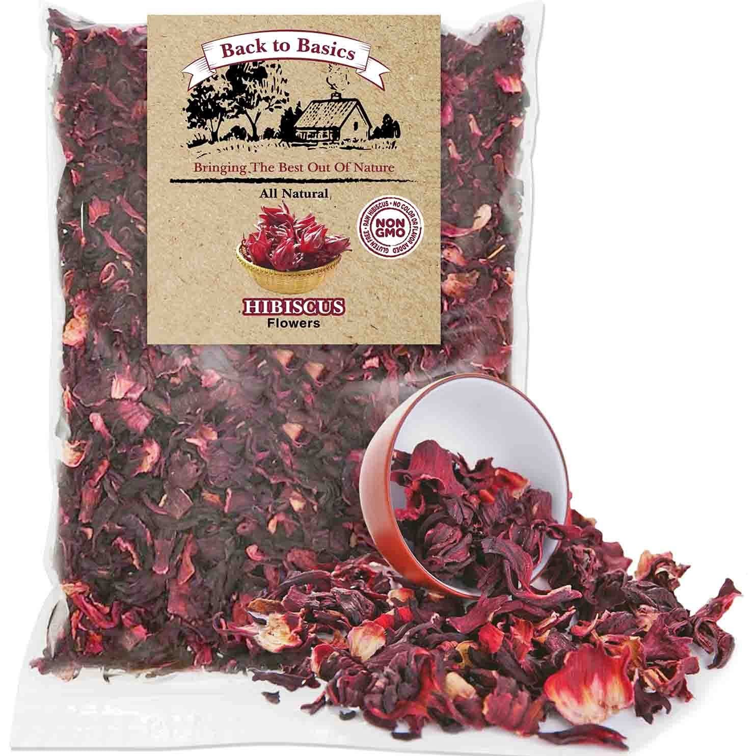 Hibiscus Tea Flowers - 1 Pound Resealable Bag - All Natural, Agua De Jamaica Leaves- Sun Dried Hibiscus- For Hot Or Cold Brew Tea