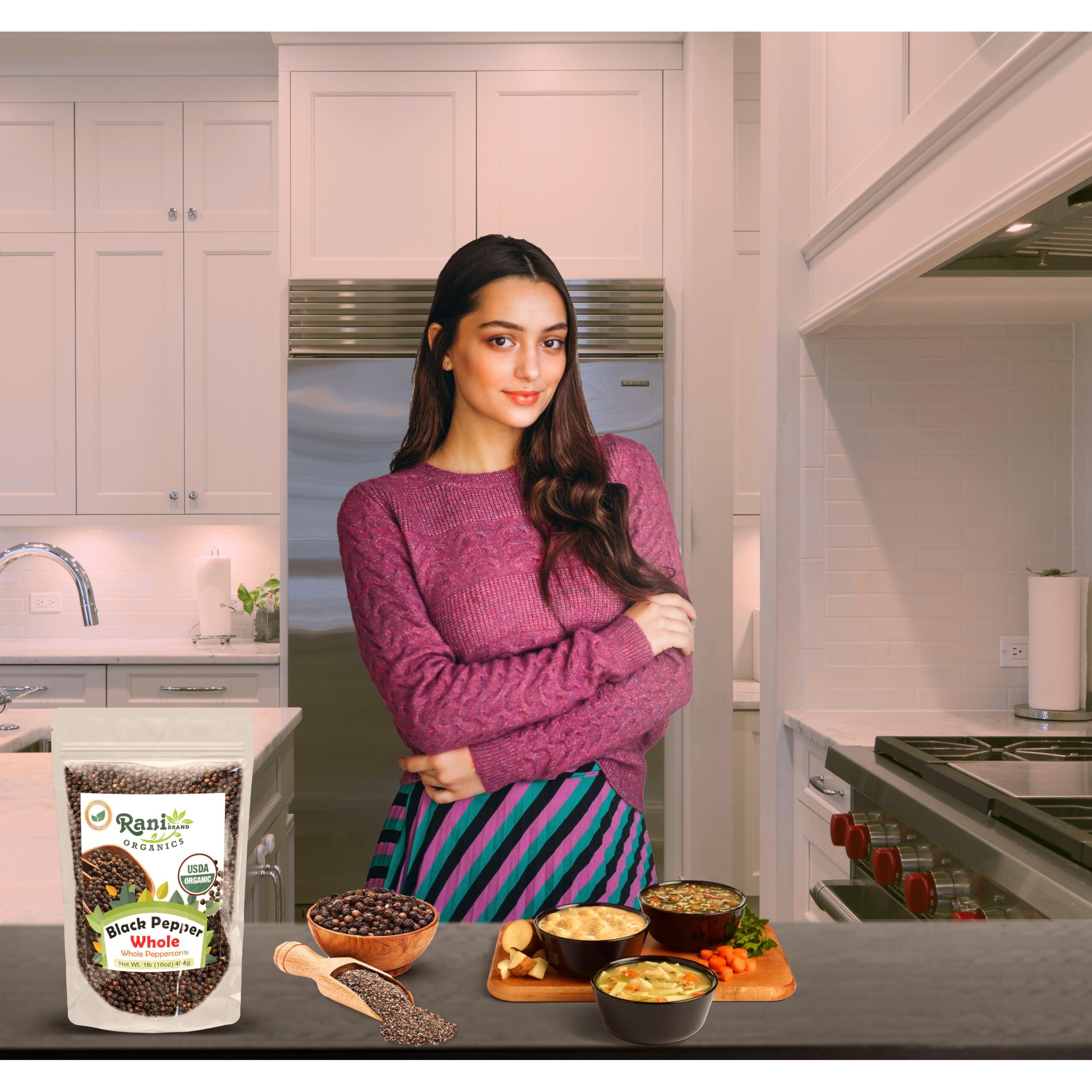 Rani Organic Black Pepper Whole (Peppercorns) Premium Mg-1 Grade 16Oz (1Lb) 454G ~ All Natural | Gluten Friendly | Non-Gmo | Usda Certified Organic | Kosher | Product Of Vietnam