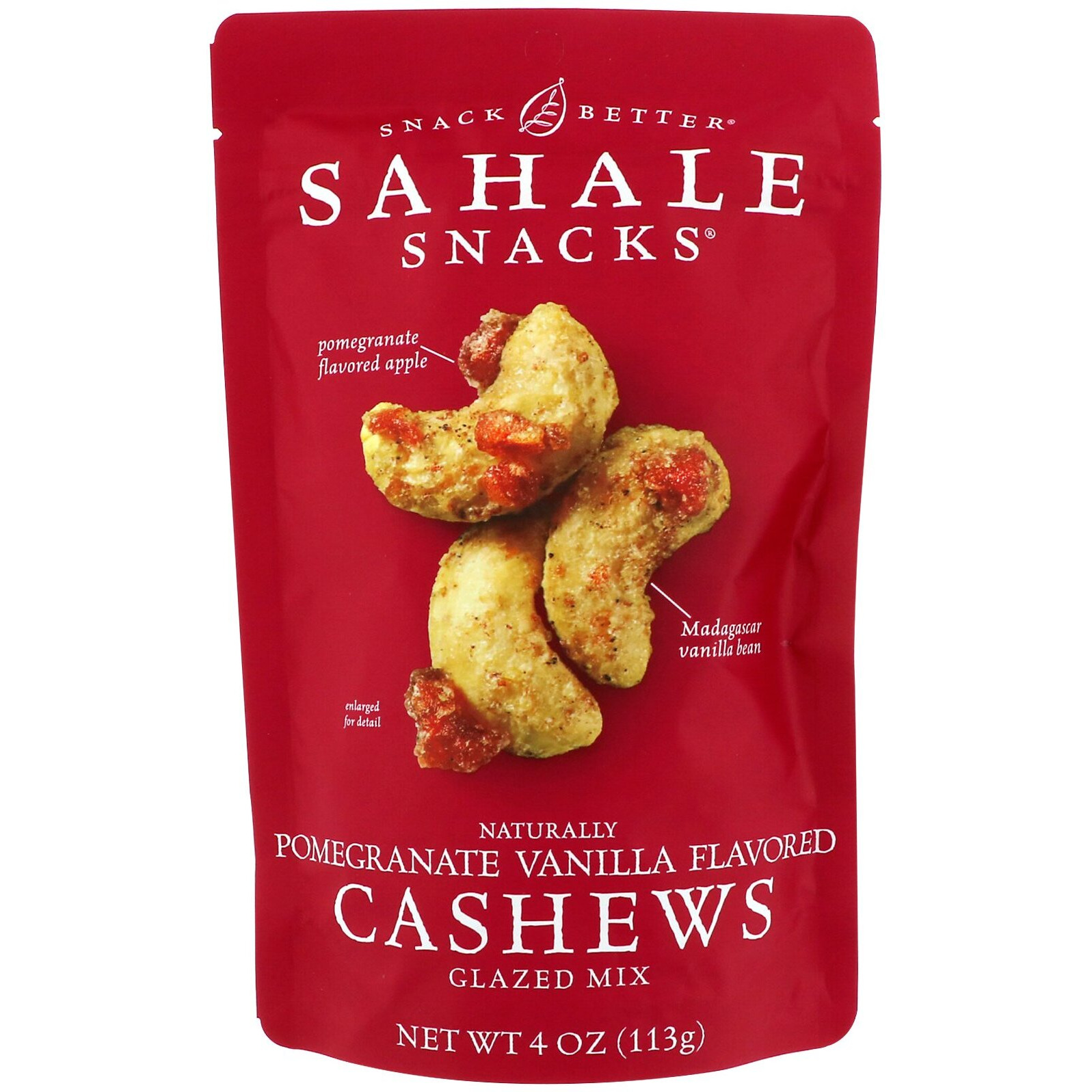 Glazed Mix, Naturally Pomegranate Vanilla Flavored Cashews, 4 Oz- Pack Of 4