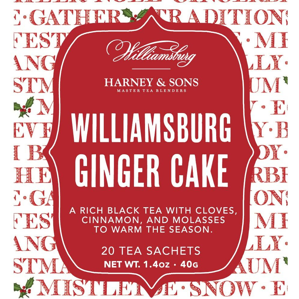 Harney & Sons Williamsburg Ginger Cake Blend | Black Tea With Cloves, Cinnamon, And Molasses, 20 Sachets
