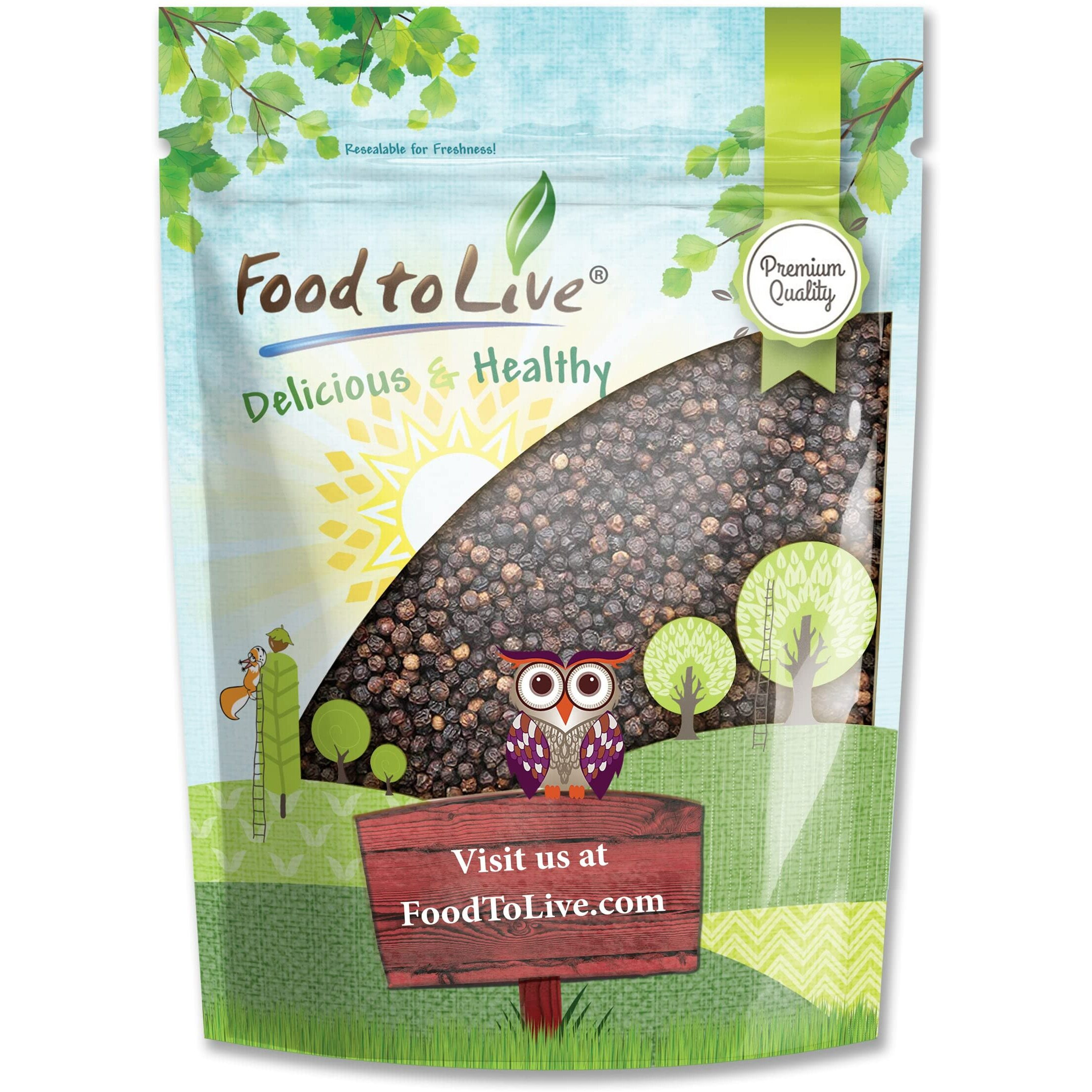 Food To Live - Whole Black Pepper, 2 Pounds Dried Peppercorns, Kosher, Vegan, Bulk Spice. Strong Pungent Flavor. Rich In Minerals. Great For Spicing, Seasoning. Perfect For Grinder Refill.