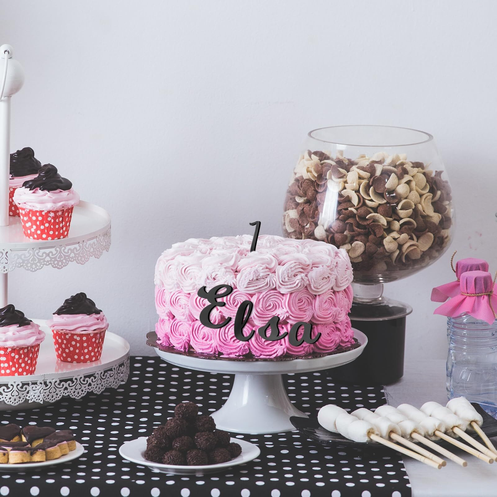 Jspupifip 64 Pcs Acrylic Cake Alphabet Numbers Topper, Mirror Number 0-9 And Alphabet A-Z Personalized Cake Picks Decor Anniversary Wedding Baby Shower Party Supplies(Black)