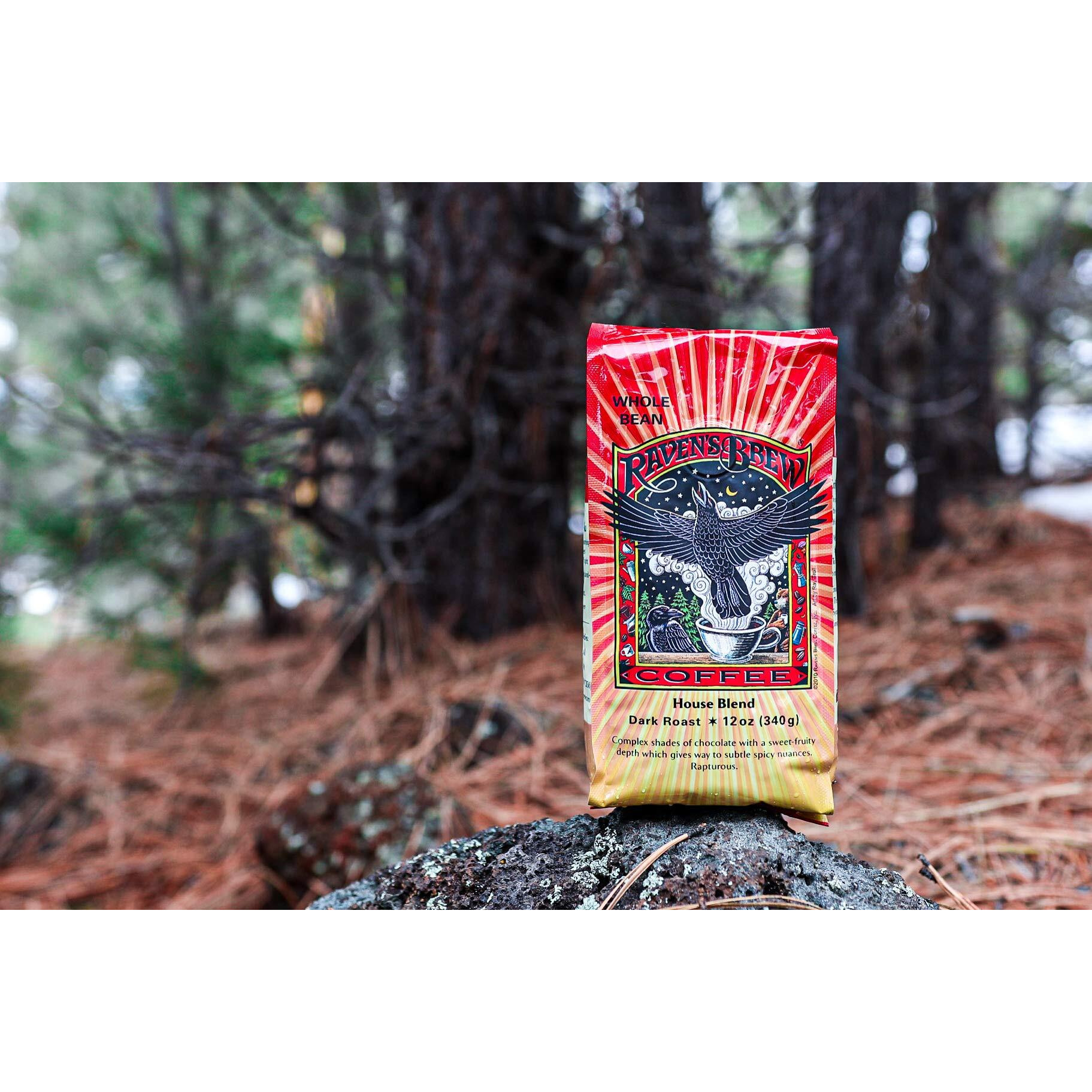 Ravens Brew Coffee Gourmet Dark Roast Ground Coffee - House Blend 12Oz Bag