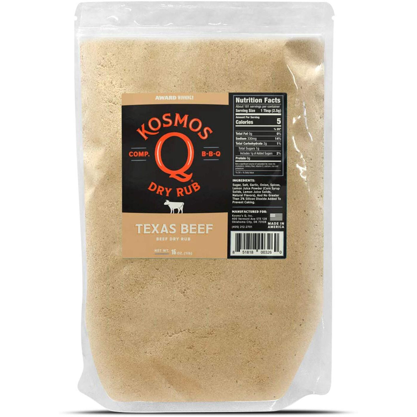 Kosmos Q Texas Beef Bbq Dry Rub, 16 Oz