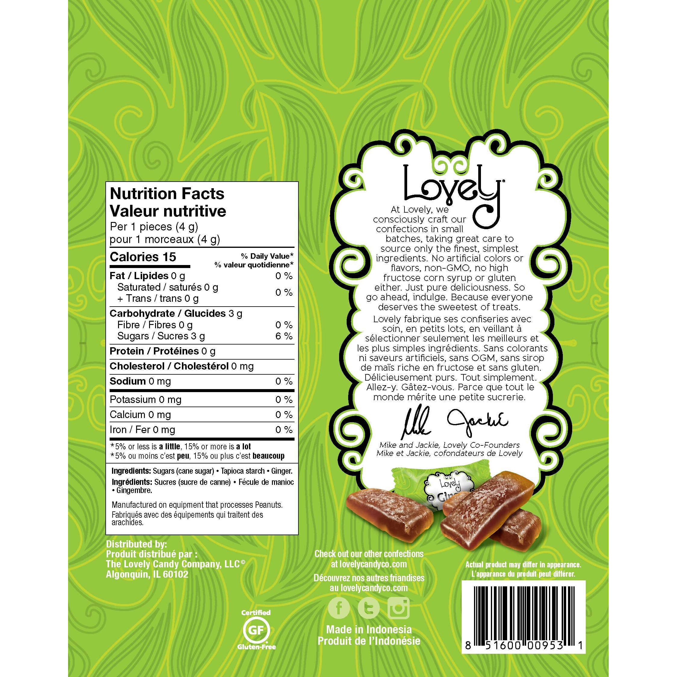 Lovely Candy Co. Original Ginger Chews, Made With Real Ginger, Individually Wrapped, 5Oz (6-Pack) | Gluten-Free, Non-Gmo, No Artificial Ingredients, No High Fructose Corn Syrup | 3 Simple Ingredients