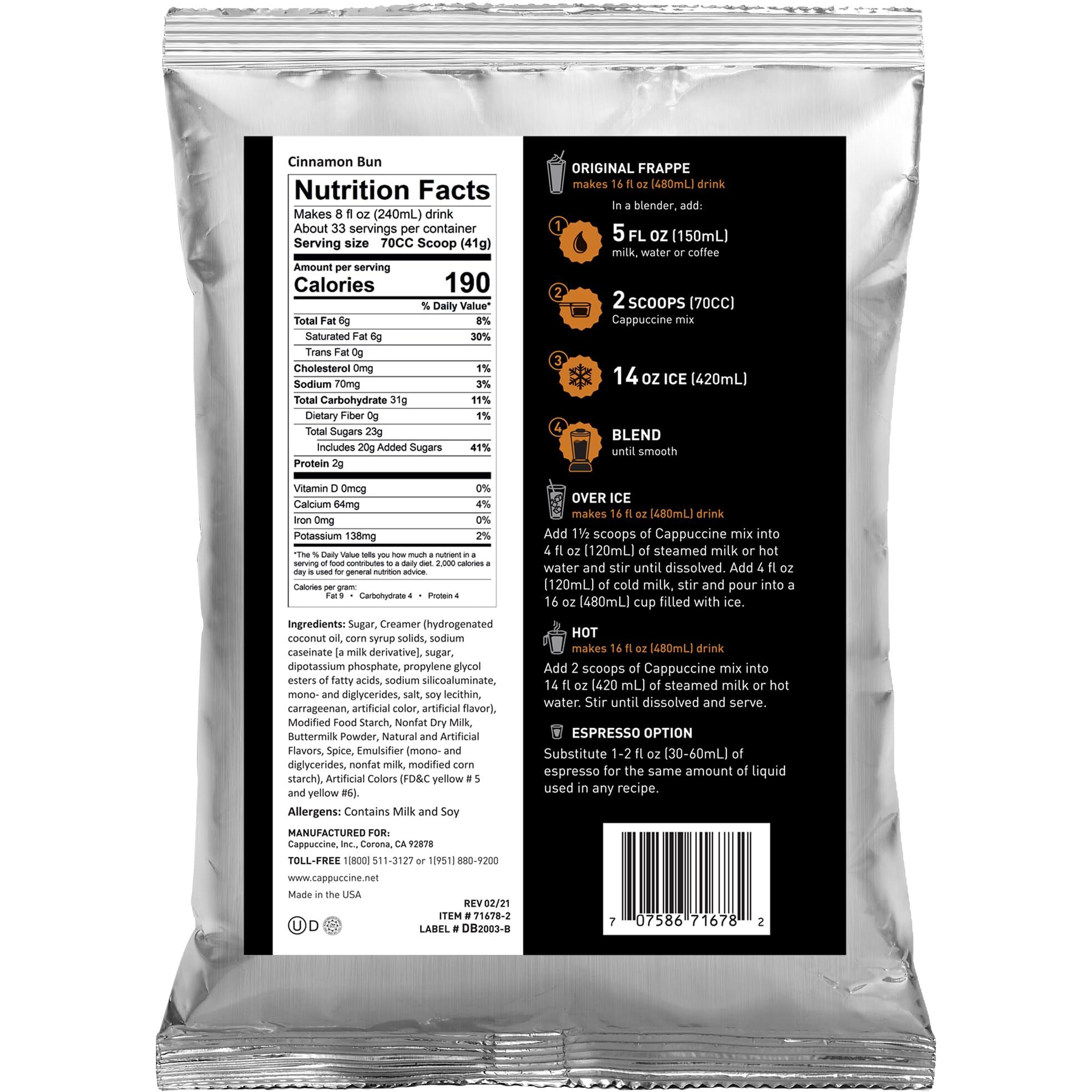 Cappuccine Cinnamon Bun Frappe Mix, 3 Pound (Pack Of 1)