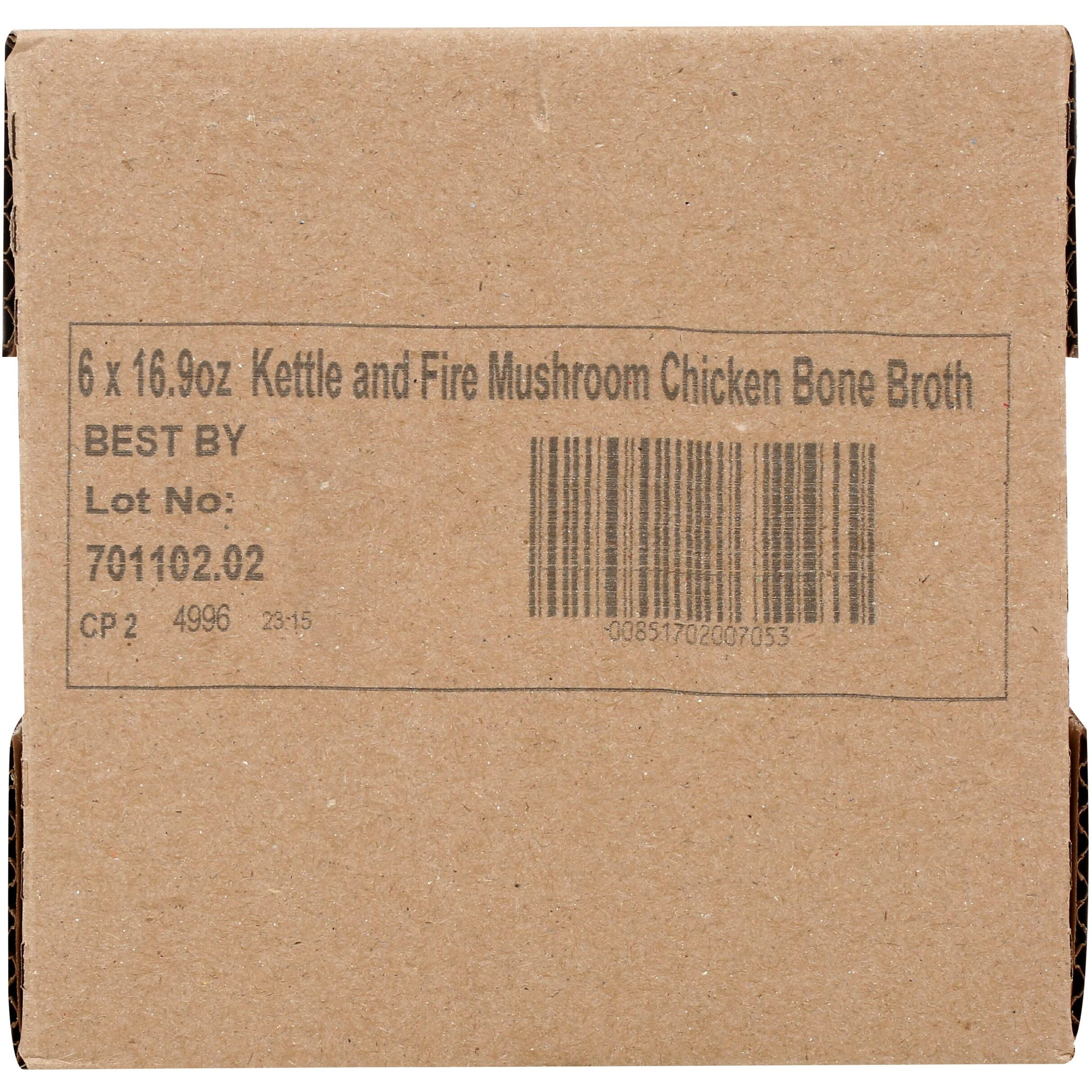 Kettle & Fire Mushroom Chicken Bone Broth, 10G Protein, Whole30, Gluten Free, 16.9 Oz (Pack Of 6)