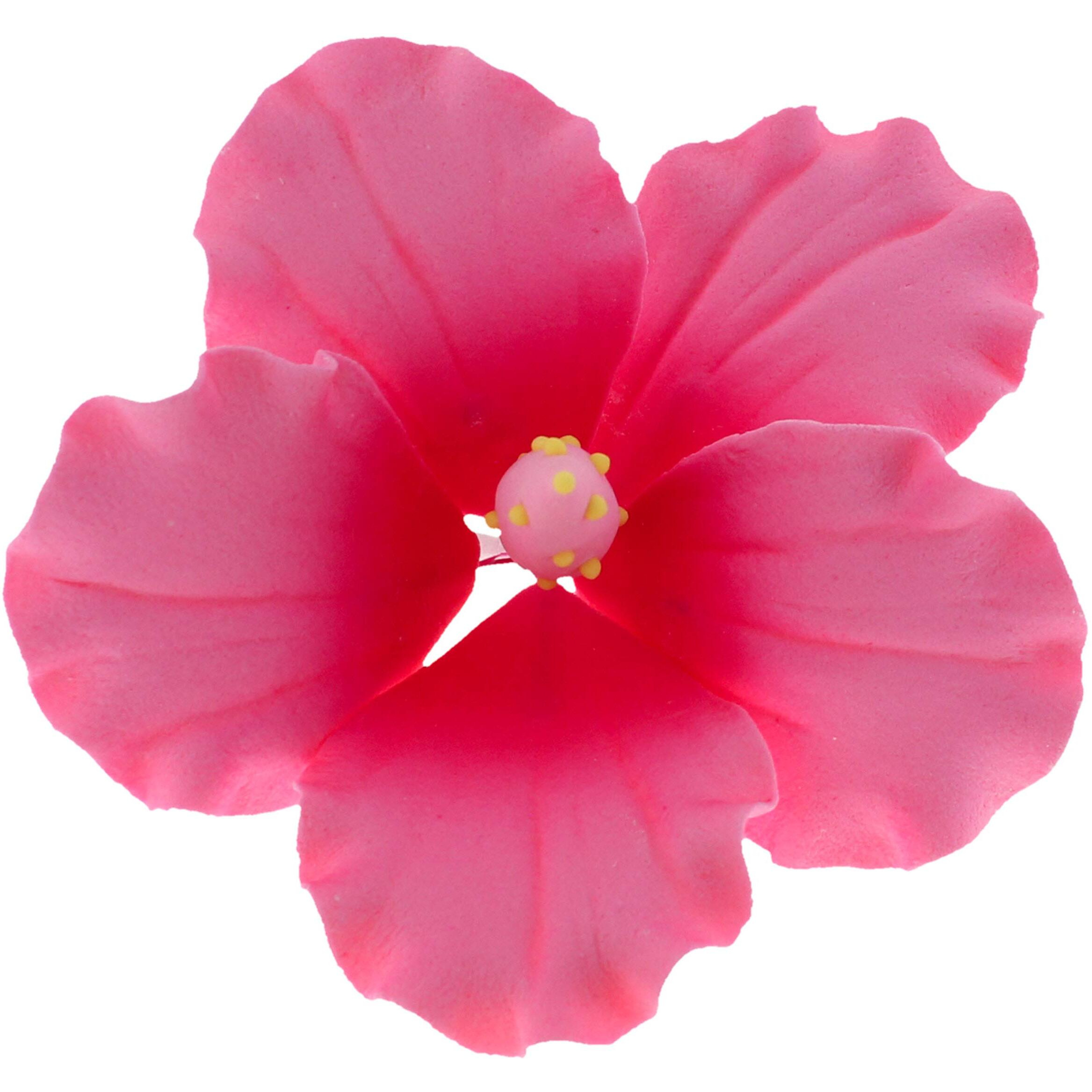 Global Sugar Art Hibiscus Sugar Cake Flowers, Hot Pink, Large, Hawaiian Cake Flower Large 3 Count By Chef Alan Tetreault