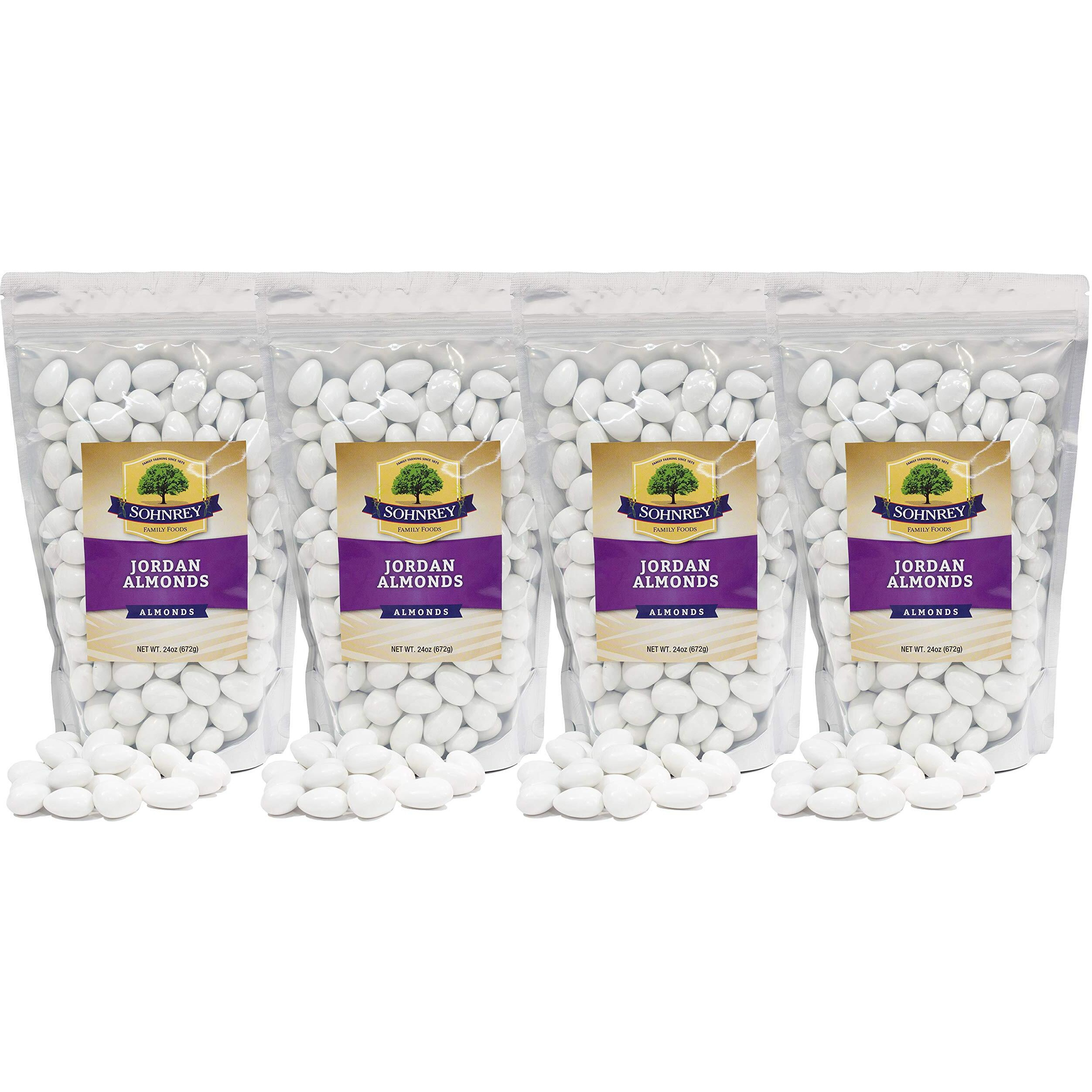 White Jordan Almonds (4-Pack) Wedding Shower Party Favor Premium White Candied Nuts (6 Lbs Total)