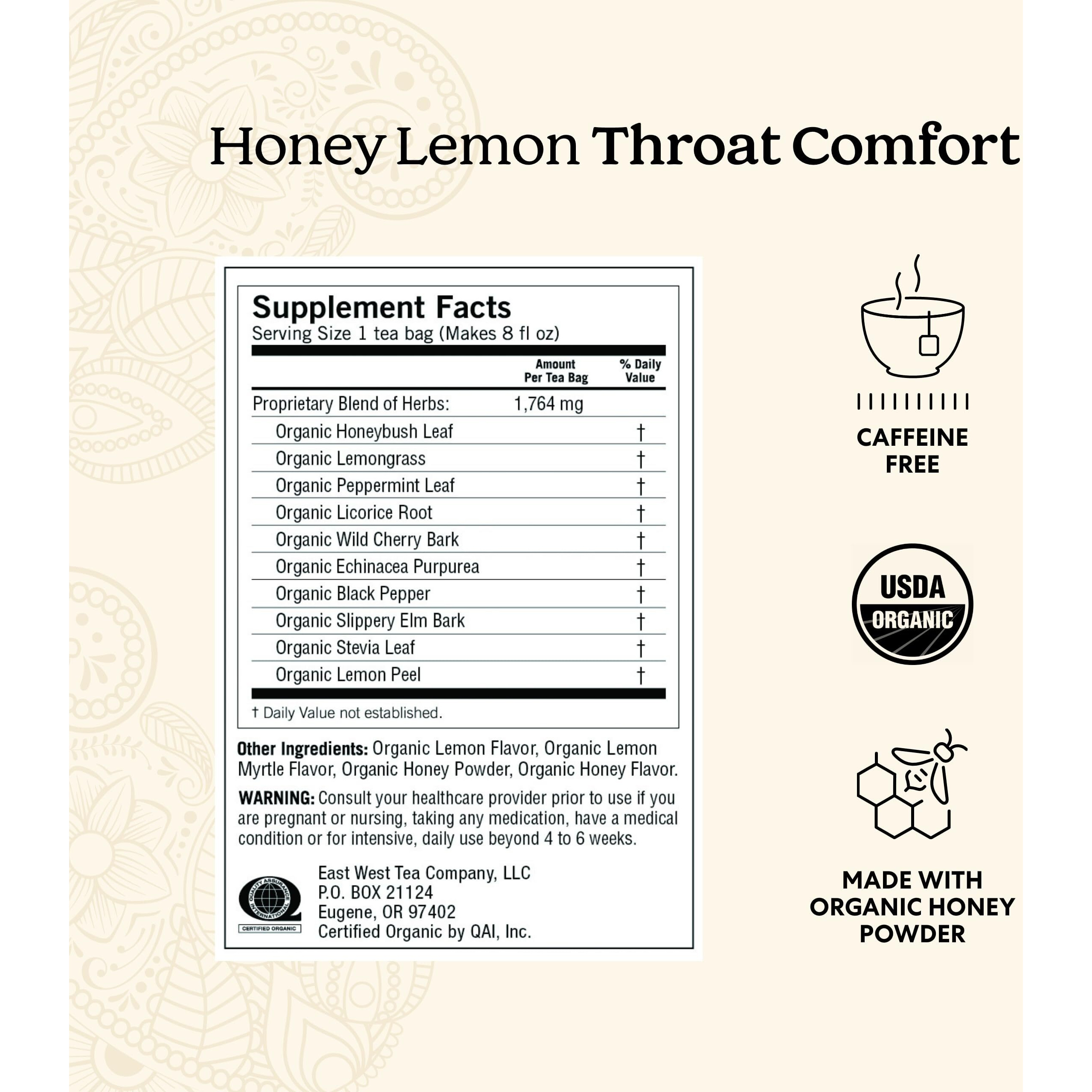 Yogi Tea Throat Comfort, Honey Lemon 16 Ea