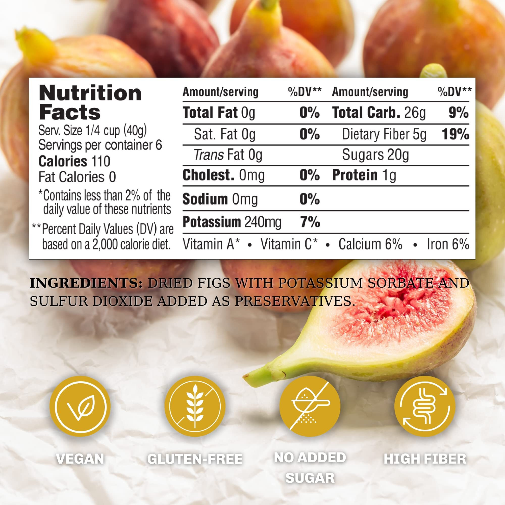 Nutra Fig Golden California Dried Figs - Dried Figs No Sugar Added, Gluten-Free Snacks, Unsweetened Dried Figs, Whole Figs Dried Fruit, Non-Gmo, High Fiber, Kosher - Dried Golden Figs, 9 Oz, Crown Tray