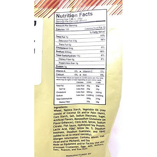 Oishi Ribbed Crackling In Old Fashioned, Salt & Vinegar Flavored, Net Wt 1.76Oz (50G) 3 Pack