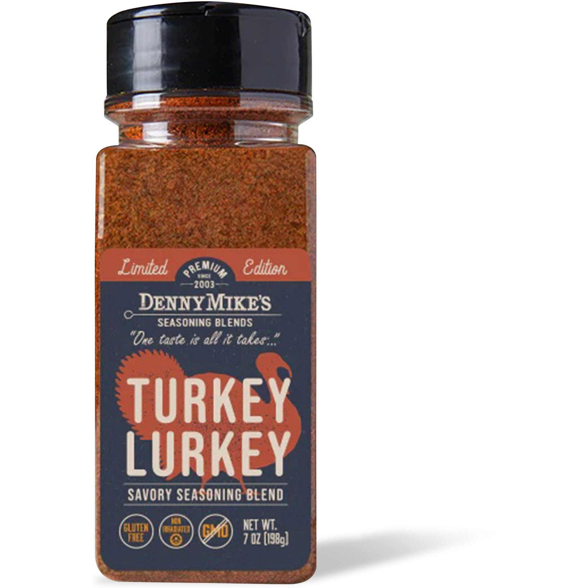 Dennymike's Turkey Lurkey Poultry Seasoning Bbq Rub, Low Sodium Seasoning & Gluten-Free Gourmet Chicken Herbs, Spices & Seasonings For Roasting, Brining, Smoking, & Grilling, 7 Oz
