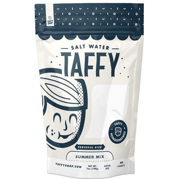 Taffy Shop Summer Mix Salt Water Taffy - Small Batch Salt Water Taffies Made In The Usa - Super Soft, And Sweet - Guaranteed Fresh - Gluten-Free, Soy-Free, Peanut-Free - Personal (7Oz)