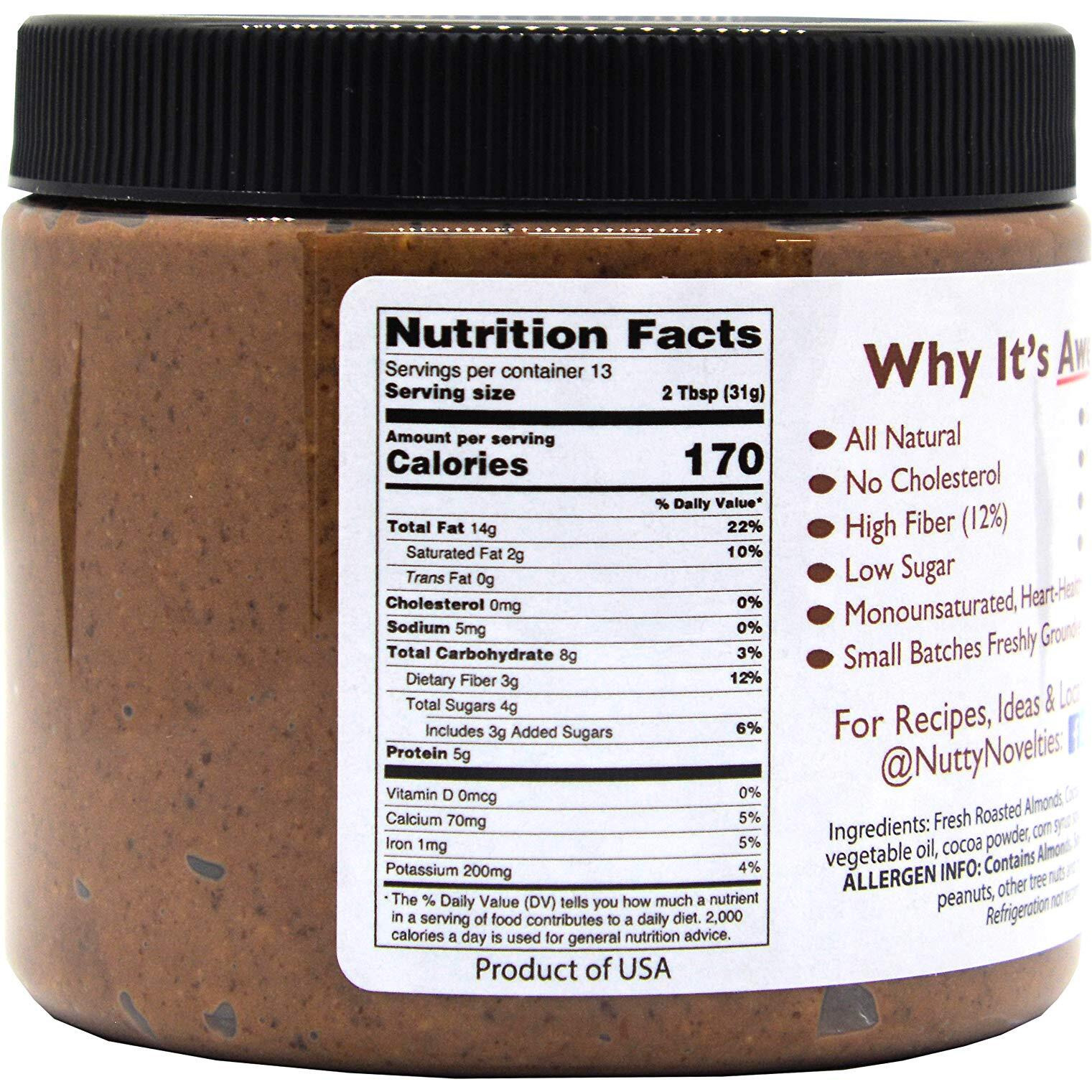 Nutty Novelties Dark Chocolate Almond Butter - High Protein, Sweet Almond Butter - All-Natural, Dark Chocolate Almond Butter Free Of Cholesterol & Preservatives - Vegan Almond Butter - 15 Ounces