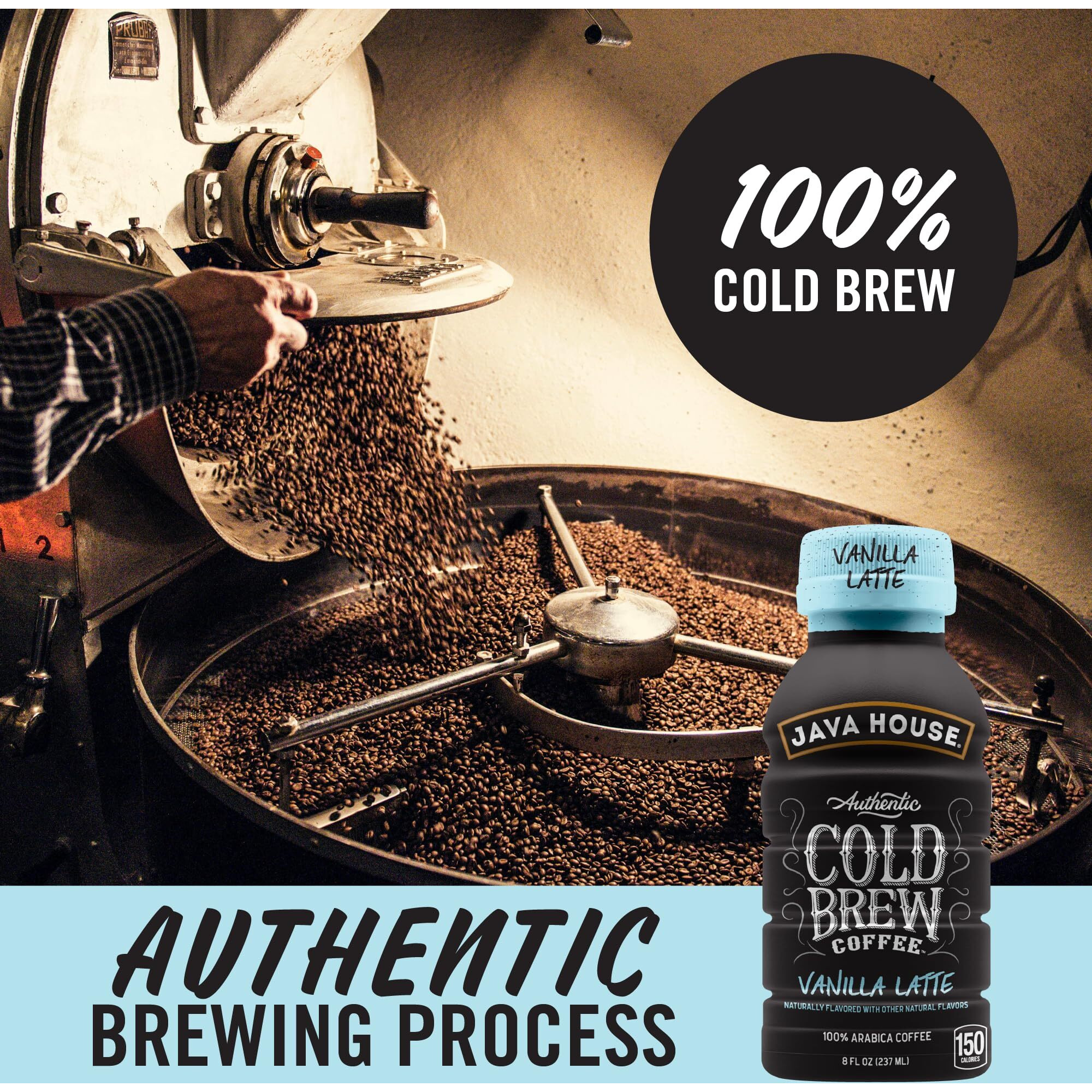 Java House Cold Brew Coffee, 6 Pack Of 8Oz Bottles, Ready To Drink Instant Cold & Iced Coffee (Vanilla Latte)