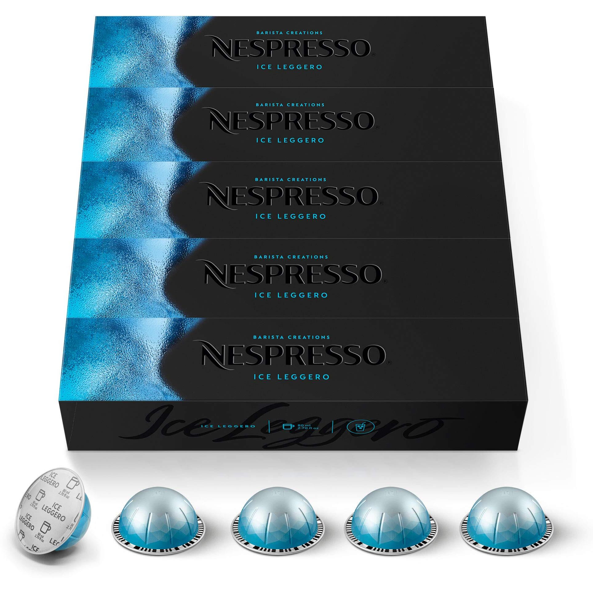 Nespresso Capsules Vertuo, Ice Leggero, 50-Count Double Espresso Coffee Pods, Brews 2.7 Oz.