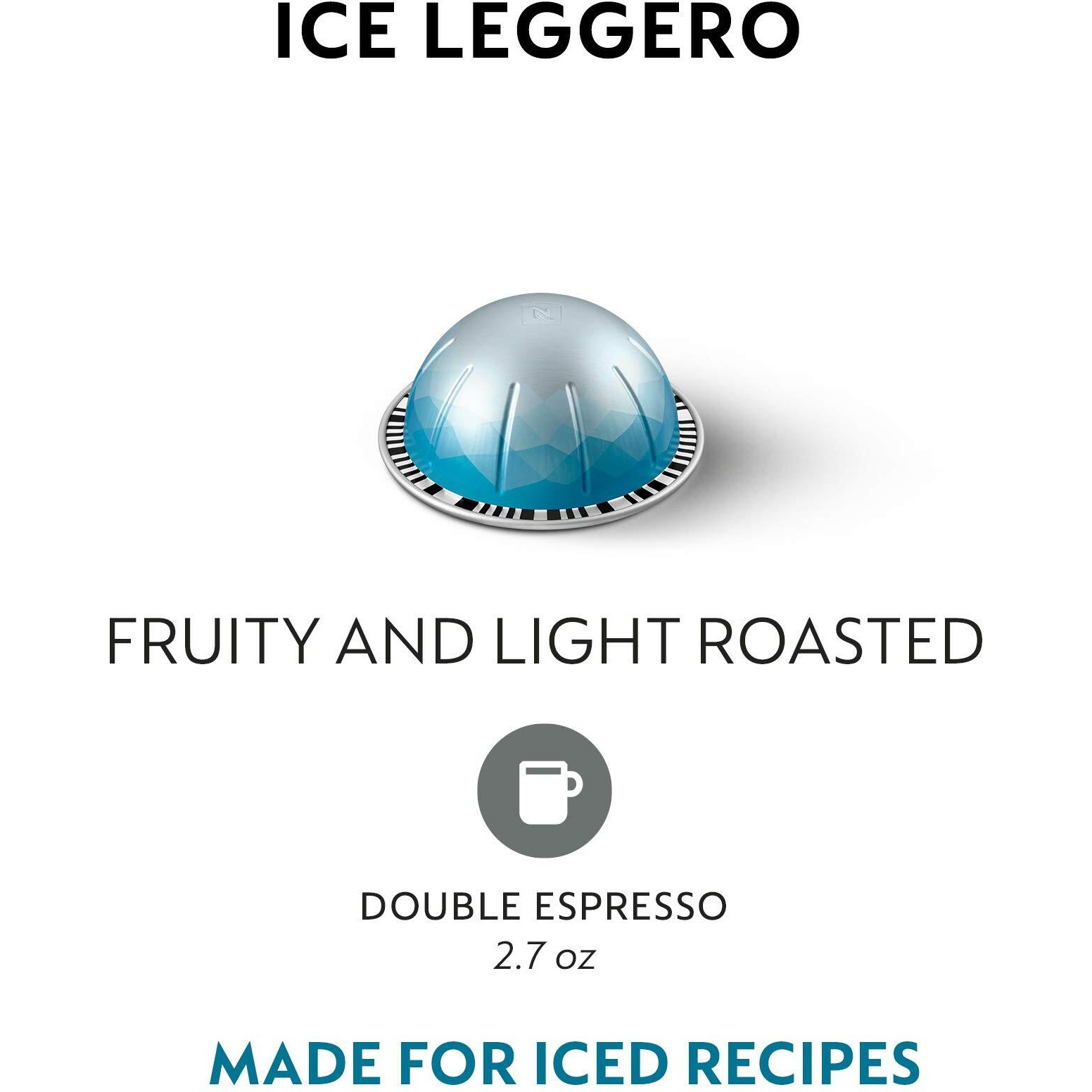 Nespresso Capsules Vertuo, Ice Leggero, 50-Count Double Espresso Coffee Pods, Brews 2.7 Oz.