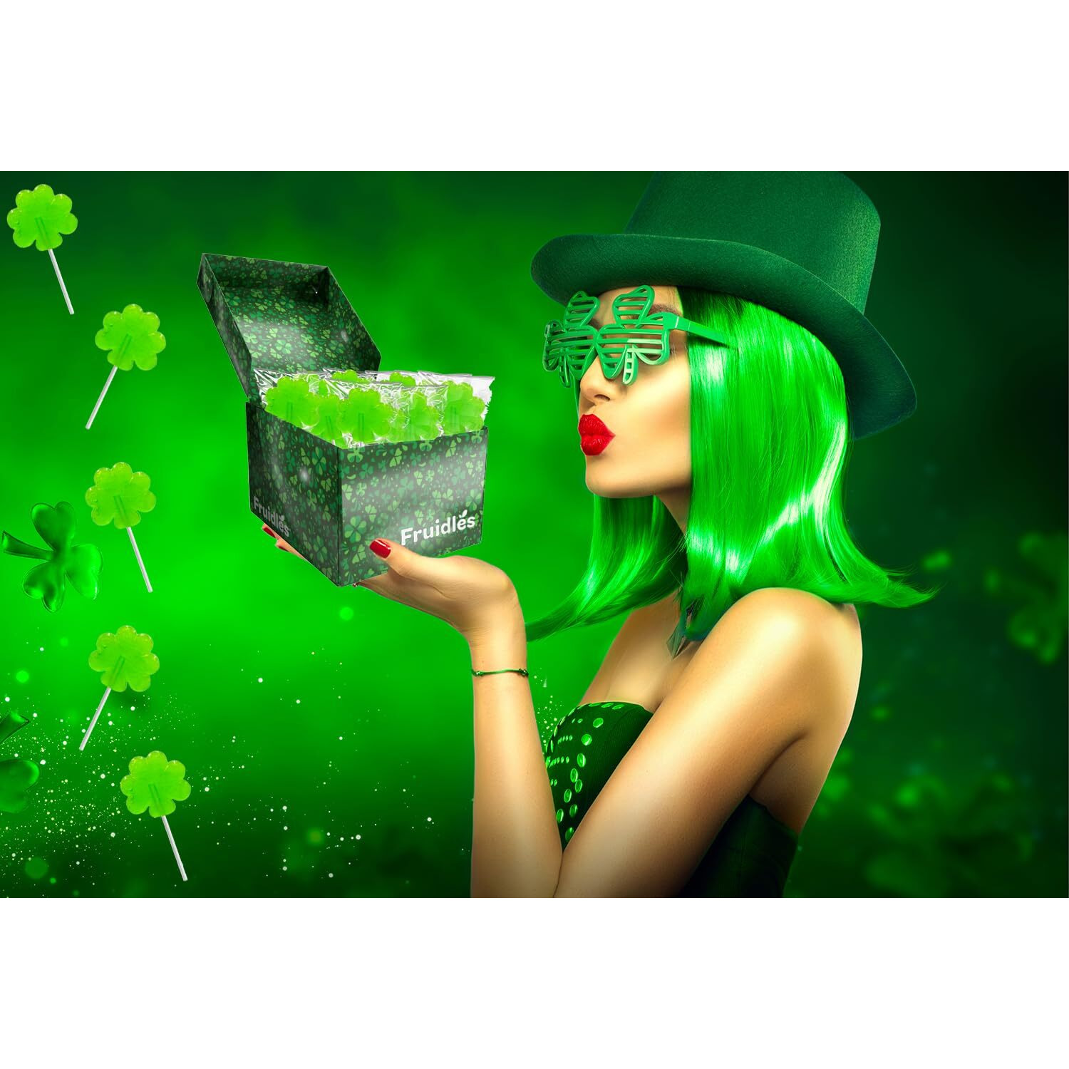 The Dreidel Company St. Patrick's Day Green Shamrock Lollipops, Candy Suckers, Party Favor, Individually Wrapped (25-Pack)