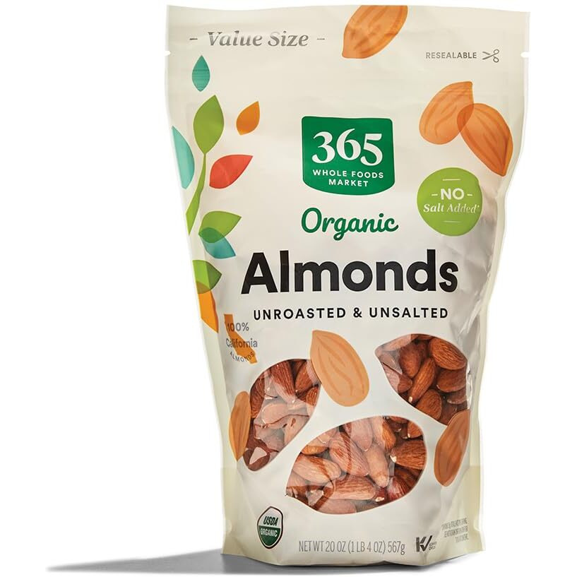 365 By Whole Foods Market, Almonds Unroasted Unsalted Value Size Organic, 20 Ounce
