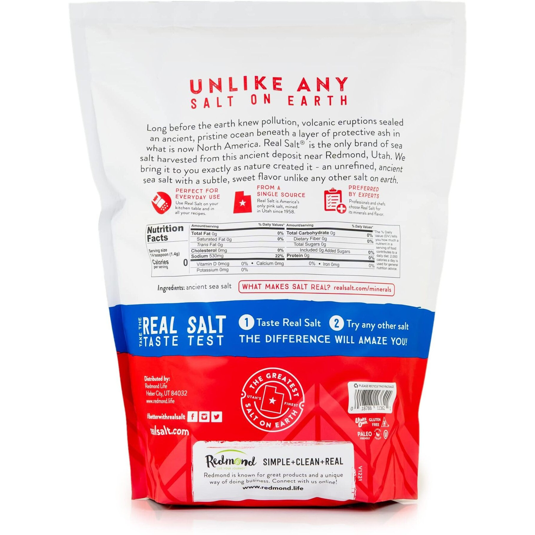 Redmond Real Salt Kosher - Natural Unrefined Gluten Free Kosher Grind, 10 Lb Bag