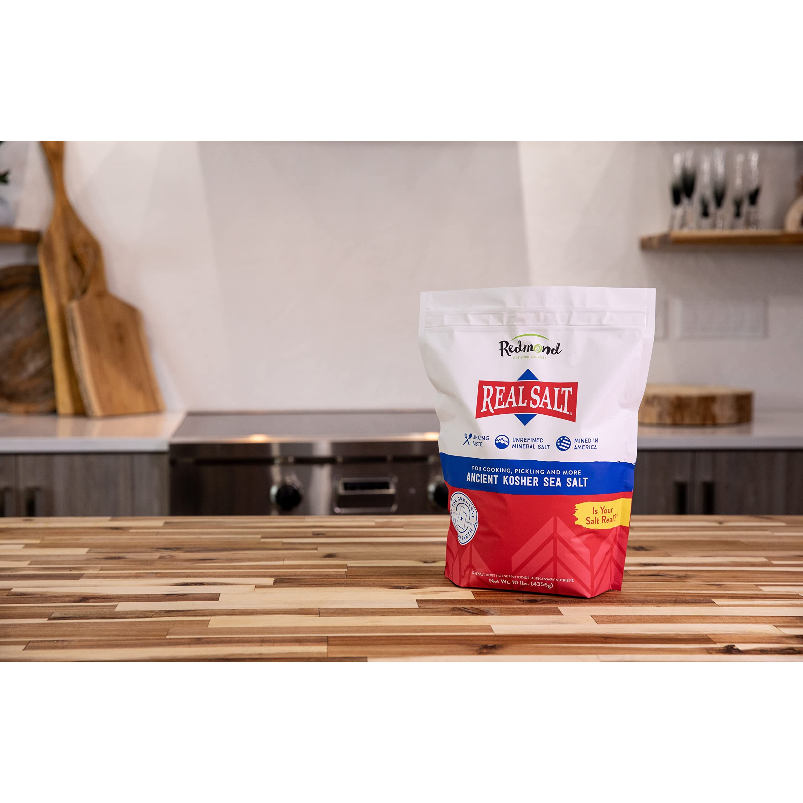 Redmond Real Salt Kosher - Natural Unrefined Gluten Free Kosher Grind, 10 Lb Bag