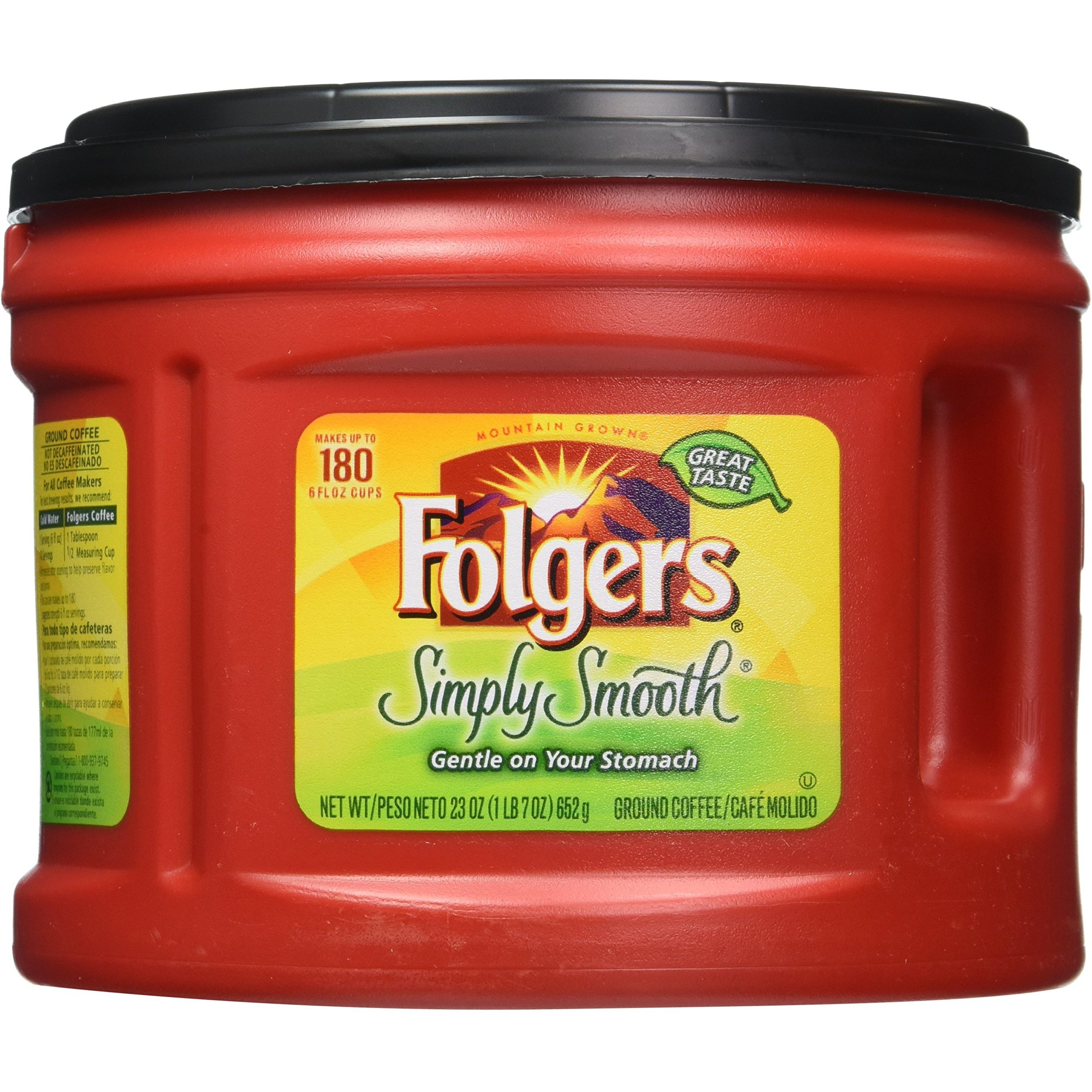Folgers Simply Smooth Ground Coffee, 23 Ounce Tubs (Pack Of 3)
