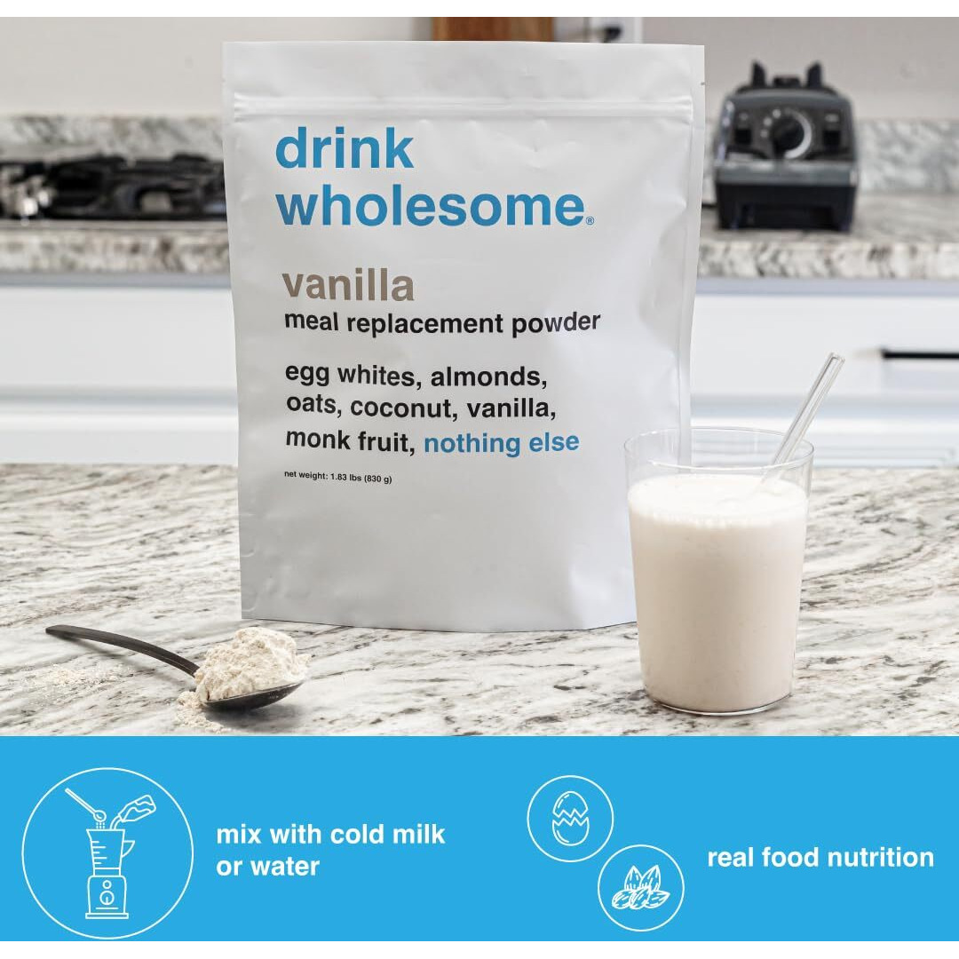 Drink Wholesome Vanilla Meal Replacement Powder | For Sensitive Stomachs | Easy To Digest | Gut Friendly | No Bloating | Dairy Free Meal Replacement | Lactose Free Meal Replacement | 1.83 Lb