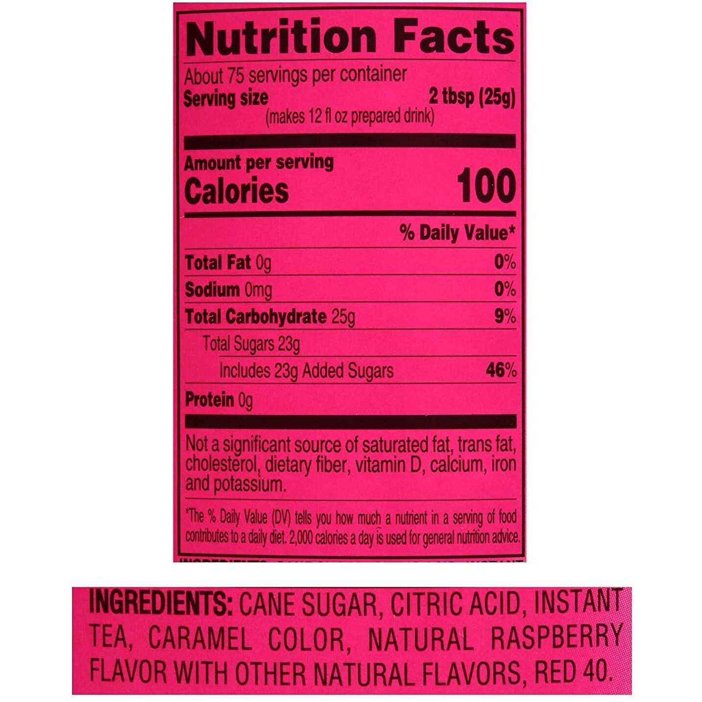 4C Powdered Drink Mix Cannisters, Raspberry Tea 3 Pack, 28 Quarts, Family Sized Cannister, Thirst Quenching & Refreshing Flavors