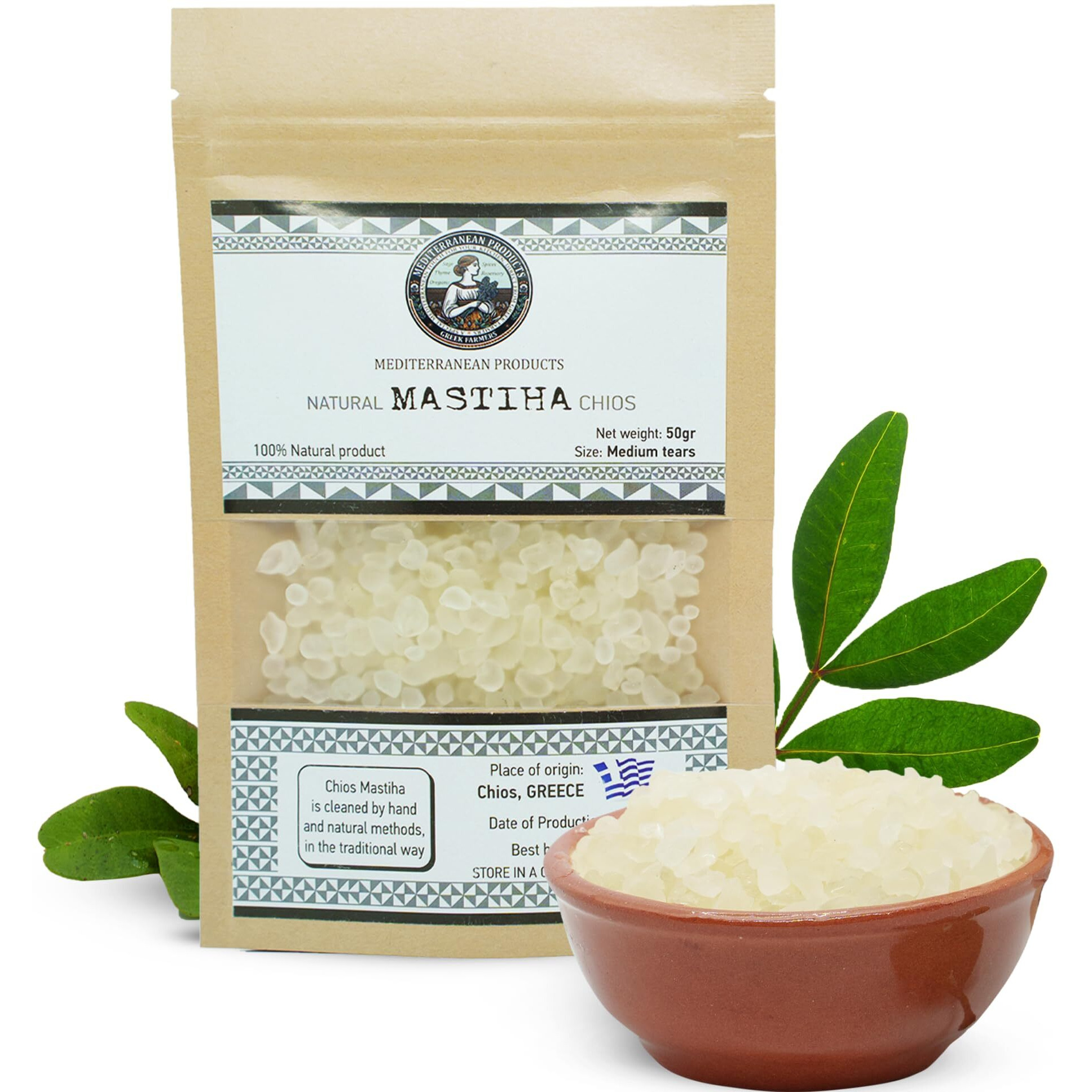 Chios Mastic Gum 50G- Organic Mastic Gum - 100% Natural Gluten Free Greek Chios Mastic Gum, Mastiha Tears Gum, Kitchen Use Natural Mastic Gum, Pure Vegan Mastica From Greek Farmers