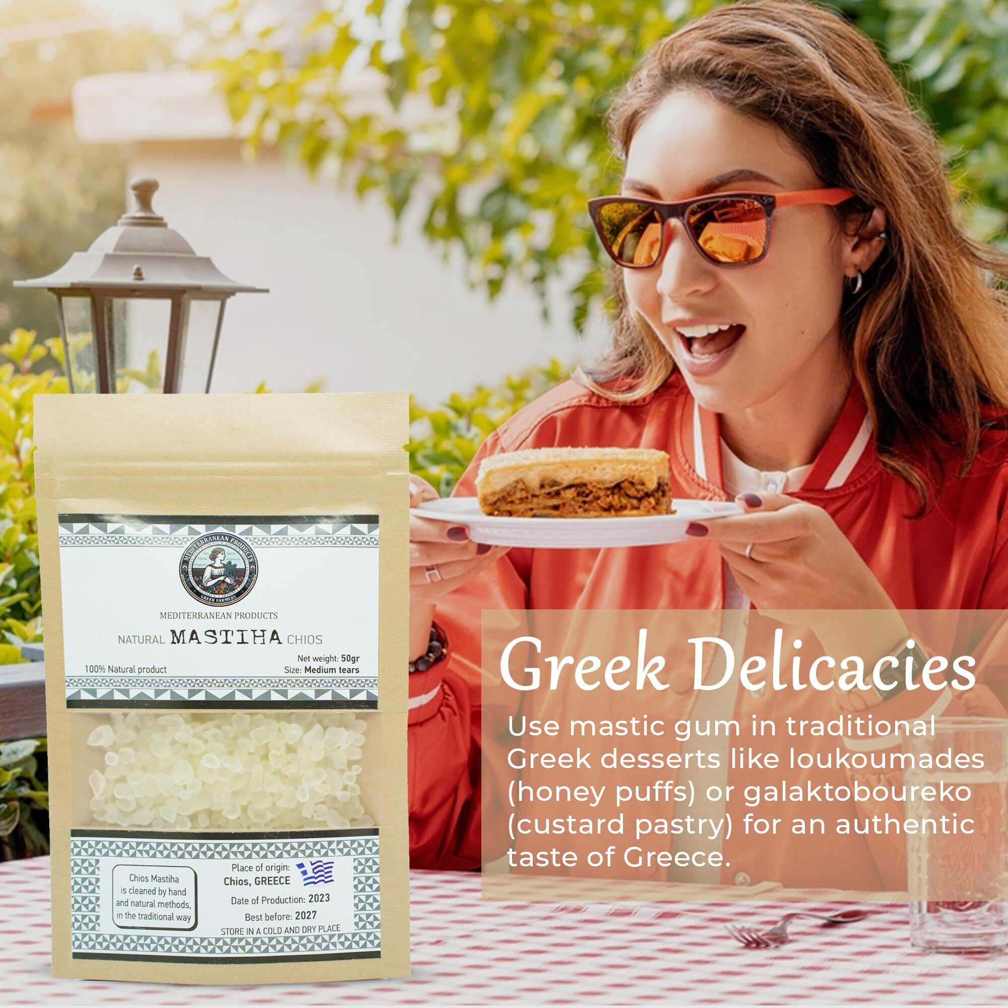 Chios Mastic Gum 50G- Organic Mastic Gum - 100% Natural Gluten Free Greek Chios Mastic Gum, Mastiha Tears Gum, Kitchen Use Natural Mastic Gum, Pure Vegan Mastica From Greek Farmers