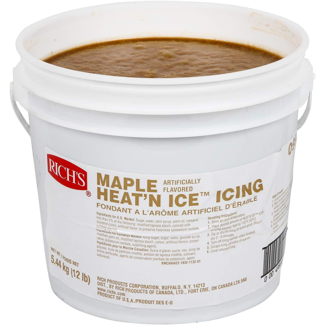 Rich's Heat 'N Ice, Icing For Donuts, Rolls & More, Pail, Maple, 192 Ounce