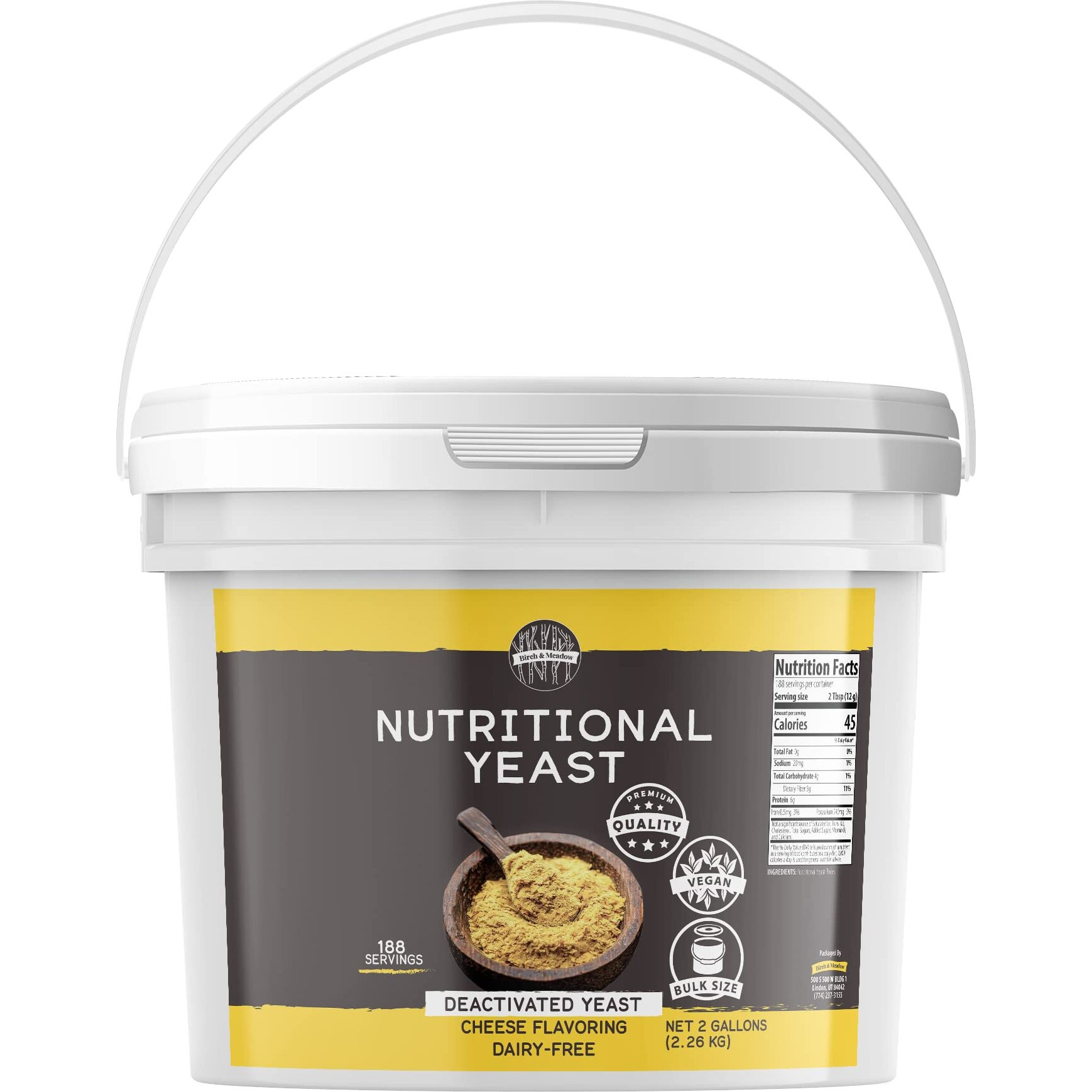 Birch & Meadow 2 Gallon Bucket Of Nutritional Yeast Flakes, Popcorn, Yummy Nooch