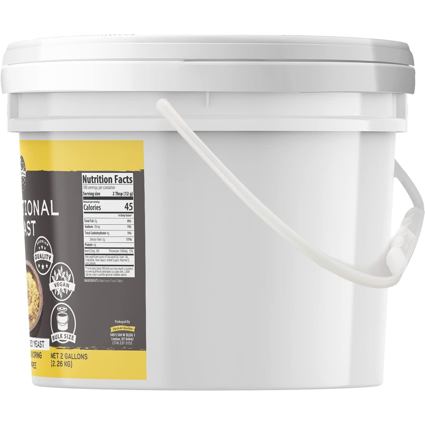 Birch & Meadow 2 Gallon Bucket Of Nutritional Yeast Flakes, Popcorn, Yummy Nooch