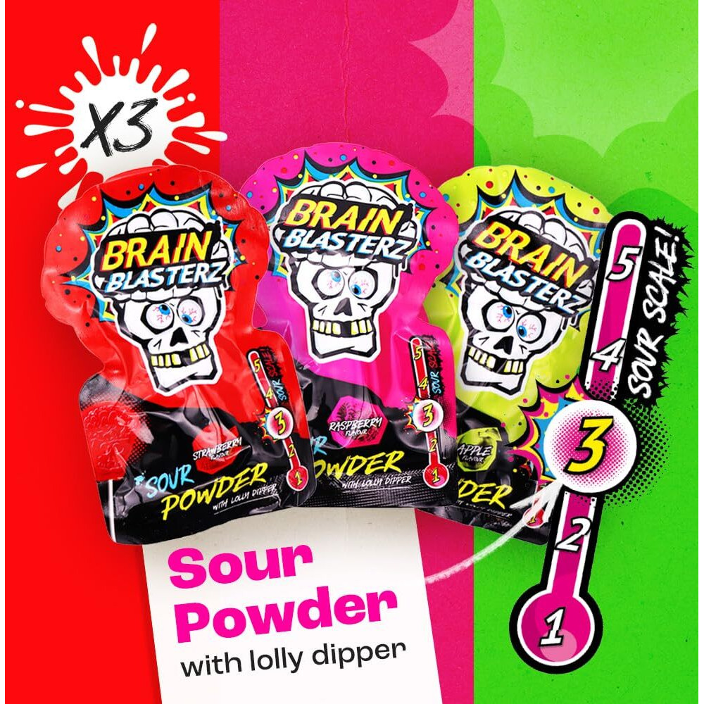 Brain Blasterz Large Sour Candy Variety Pack, Halloween Candy Box, Sour Candy Gift Box W/ 22 Pcs, Sour Sweets, Unique Candy Variety Pack, Vegan Candy, Halal Candy, Chew Bars, Birthday Sweets Gift