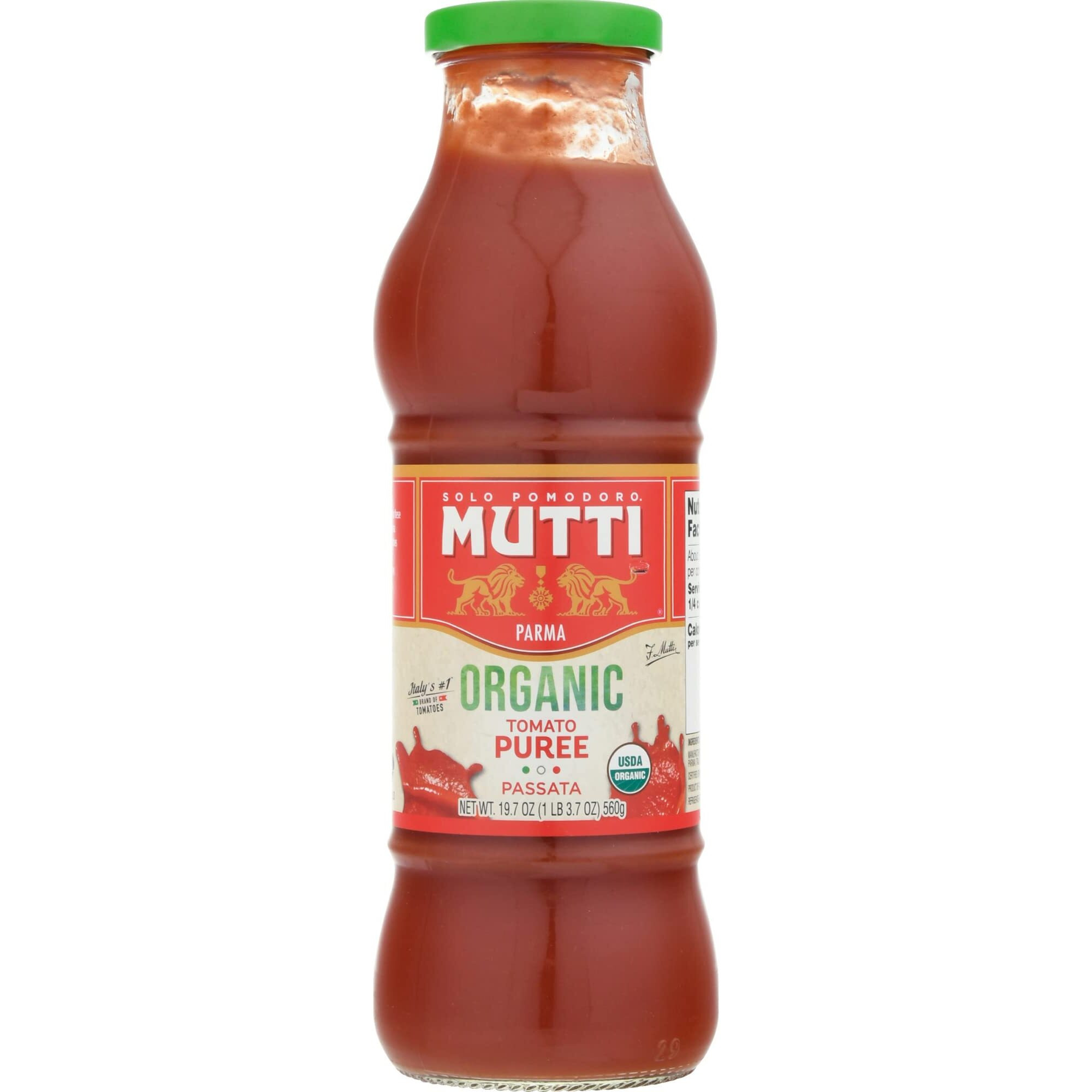 Mutti Organic Tomato Puree (Passata), 19.7 Oz. | 6 Pack | Italys 1 Brand Of Tomatoes | Fresh Taste  For Cooking  | Bottled Tomatoes | Vegan Friendly & Gluten Free | No Additives Or  Preservatives