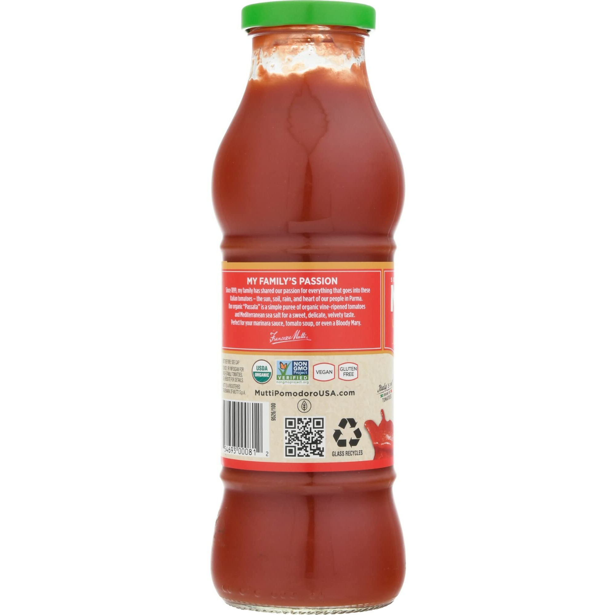 Mutti Organic Tomato Puree (Passata), 19.7 Oz. | 6 Pack | Italys 1 Brand Of Tomatoes | Fresh Taste  For Cooking  | Bottled Tomatoes | Vegan Friendly & Gluten Free | No Additives Or  Preservatives