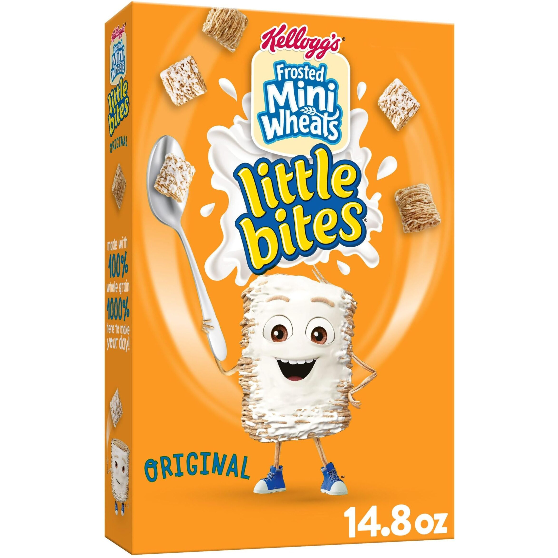 Kellogg's Frosted Mini-Wheats Little Bites Breakfast Cereal, Kids Cereal, Family Breakfast, Original, 14.8Oz Box (1 Box)