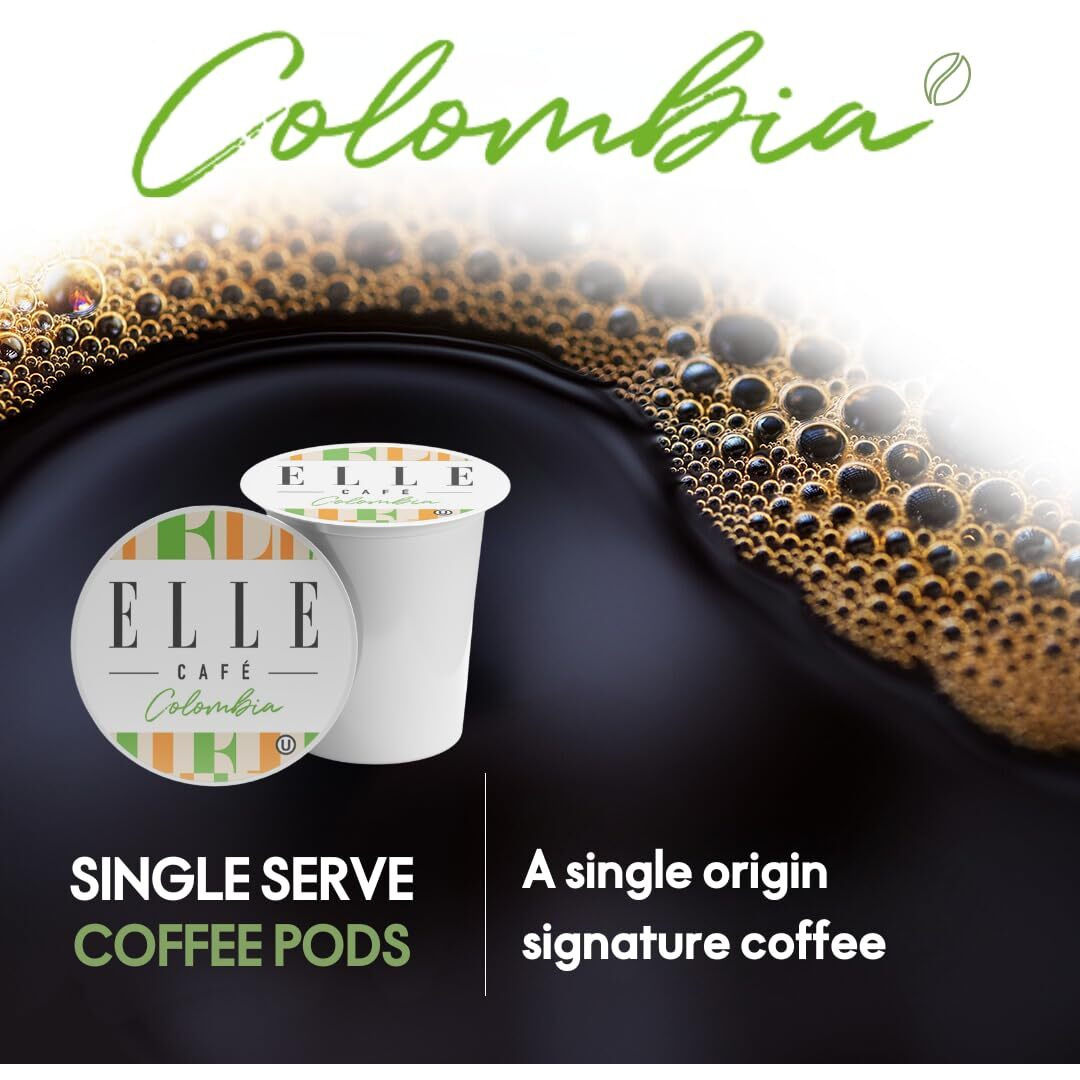 Elle Caf   Colombian K-Cup Coffee Pods - 72 Count - 100% Arabica Coffee, Flavor Medium Roast - Single-Serve Coffee Pods, Compatible With Keurig Coffee Machines