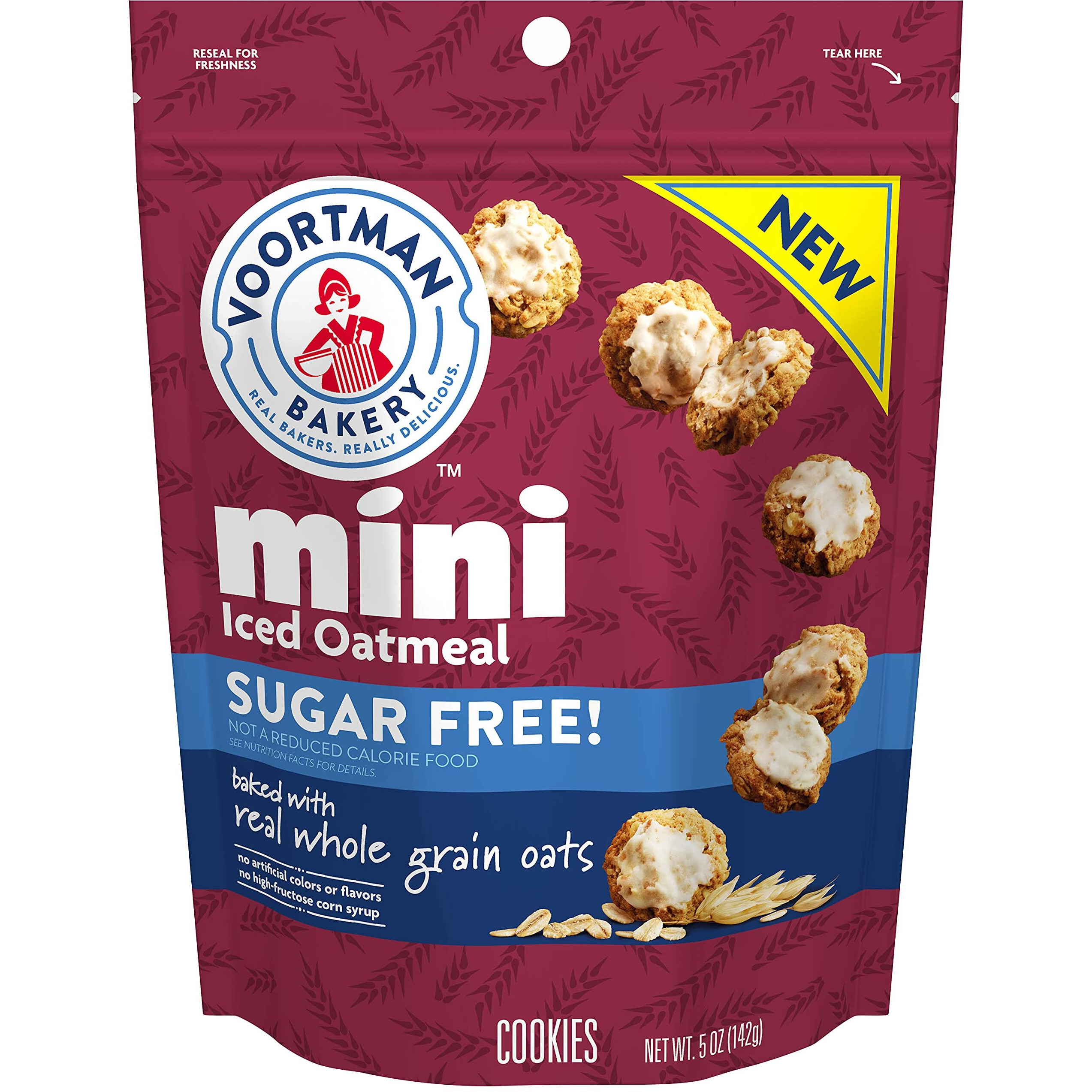 Voortman Bakery Sugar Free Iced Oatmeal Mini Cookie, 5 Ounce