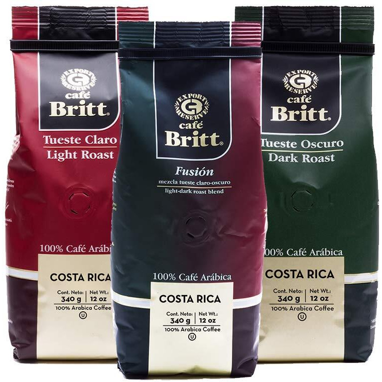 Caf   Britt - Costa Rican Blends Mixed Bundle Coffee (12 Oz.) (3-Pack) - Ground, Arabica Coffee, Kosher, Gluten Free, 100% Gourmet & Light, Medium Dark & Dark Roast