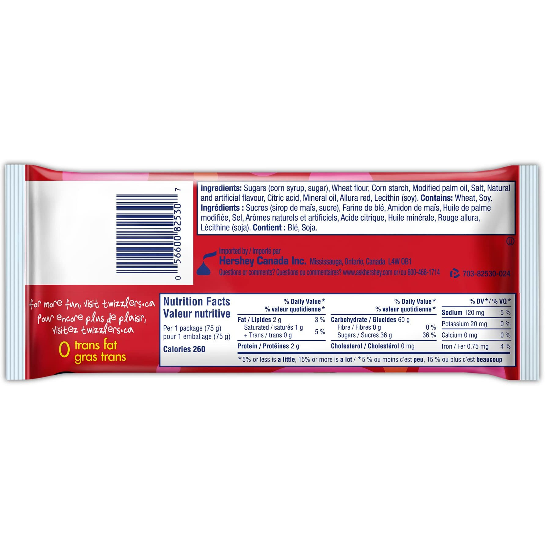 Twizzlers Licorice, Cherry Nibs, 24Pk/75G/2.6 Oz. Bags, (Imported From Canada)
