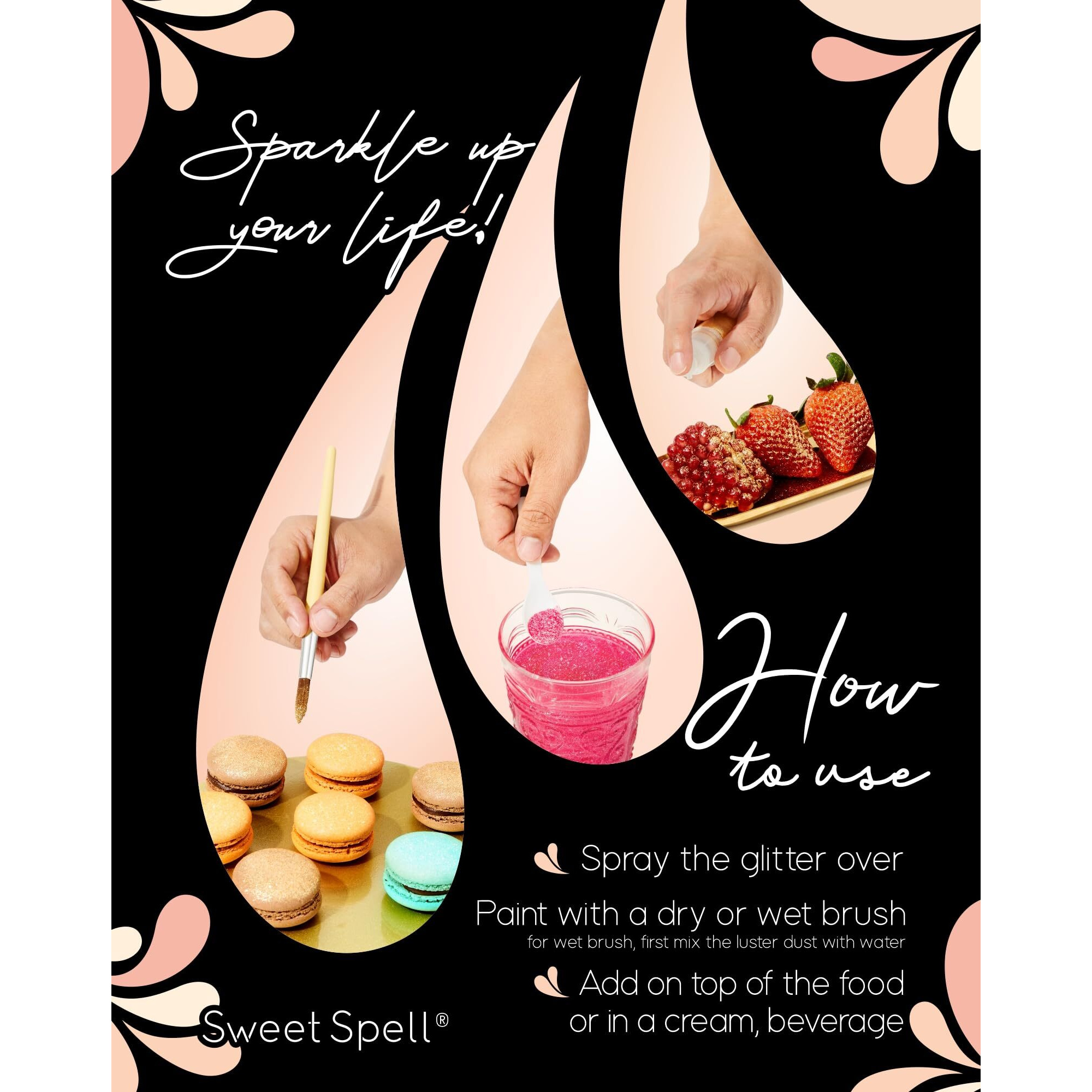 Sweet Spell Luster Dust Edible Glitter (15G) - Shimmer Pearl Dust Powder For Decorating Cakes, Chocolate, Drinks, Cocktails - 100% Edible, Food Grade, Vegan, Gluten-Free (Rose Gold)