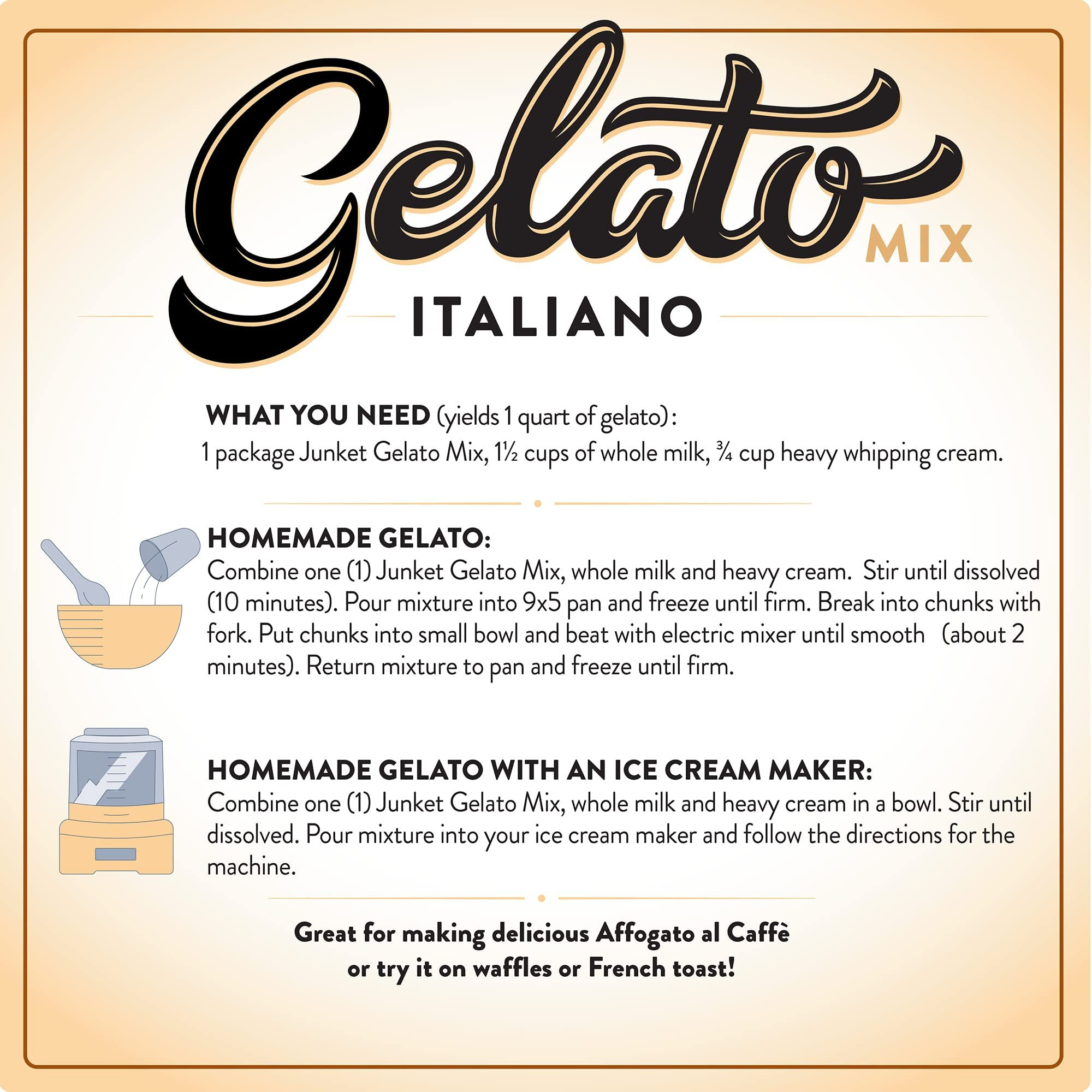 Junket Gelato Mix Stracciatella (Vanilla Chocolate), Dark Chocolate, And Strawberry Cheesecake, Homemade Gelato Ice Cream Mix For Ice Cream Maker Or Stir By Hand, Start To Finish In Minutes, 4 Ounce Box, Yields 1 Quart Gelato (Variety Pack Of 6)